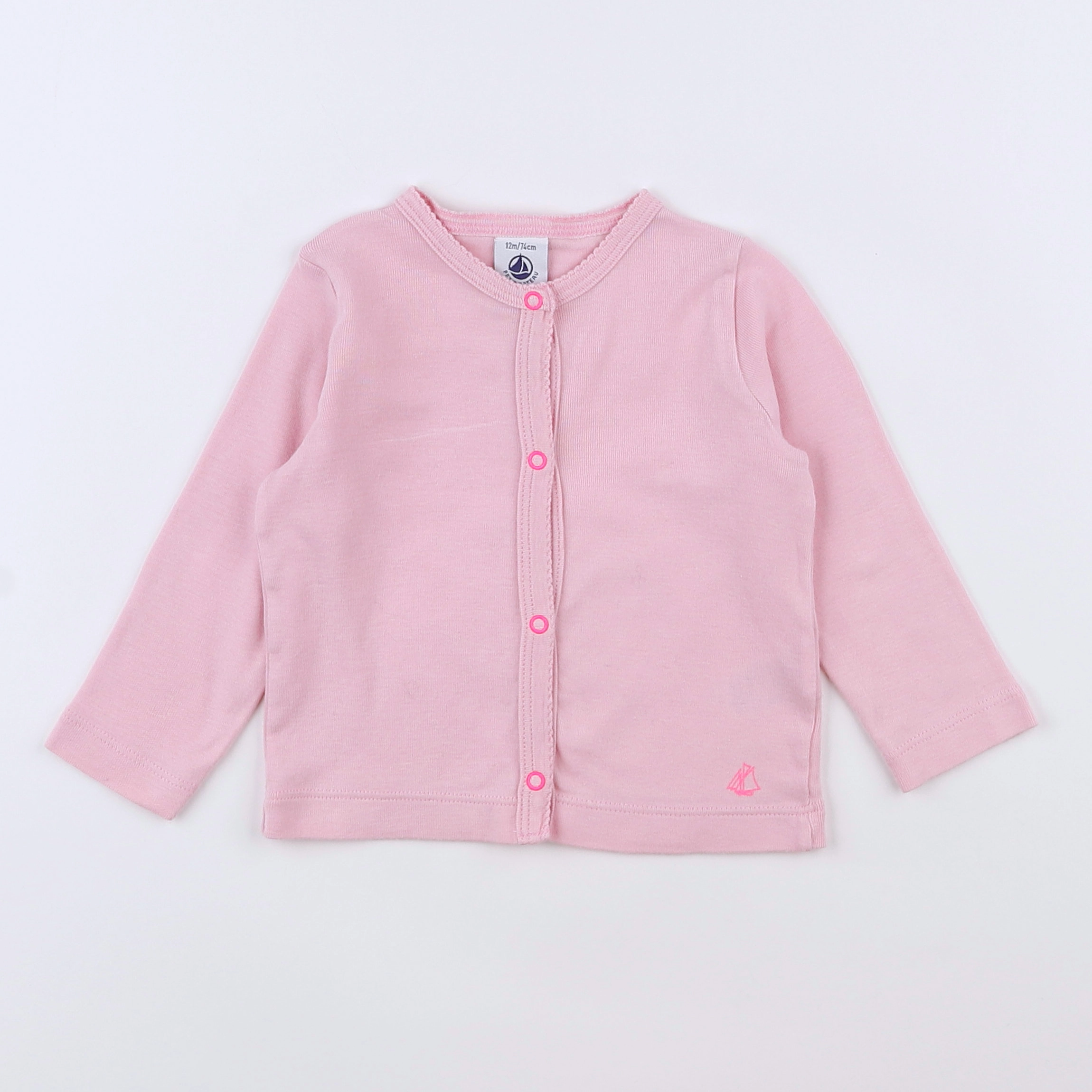 Petit Bateau - gilet rose - 12 mois