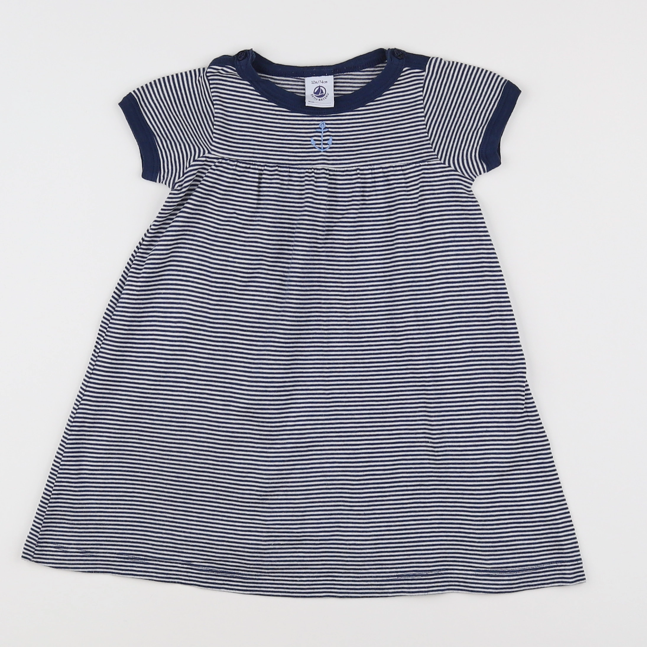 Petit Bateau - robe bleu - 12 mois