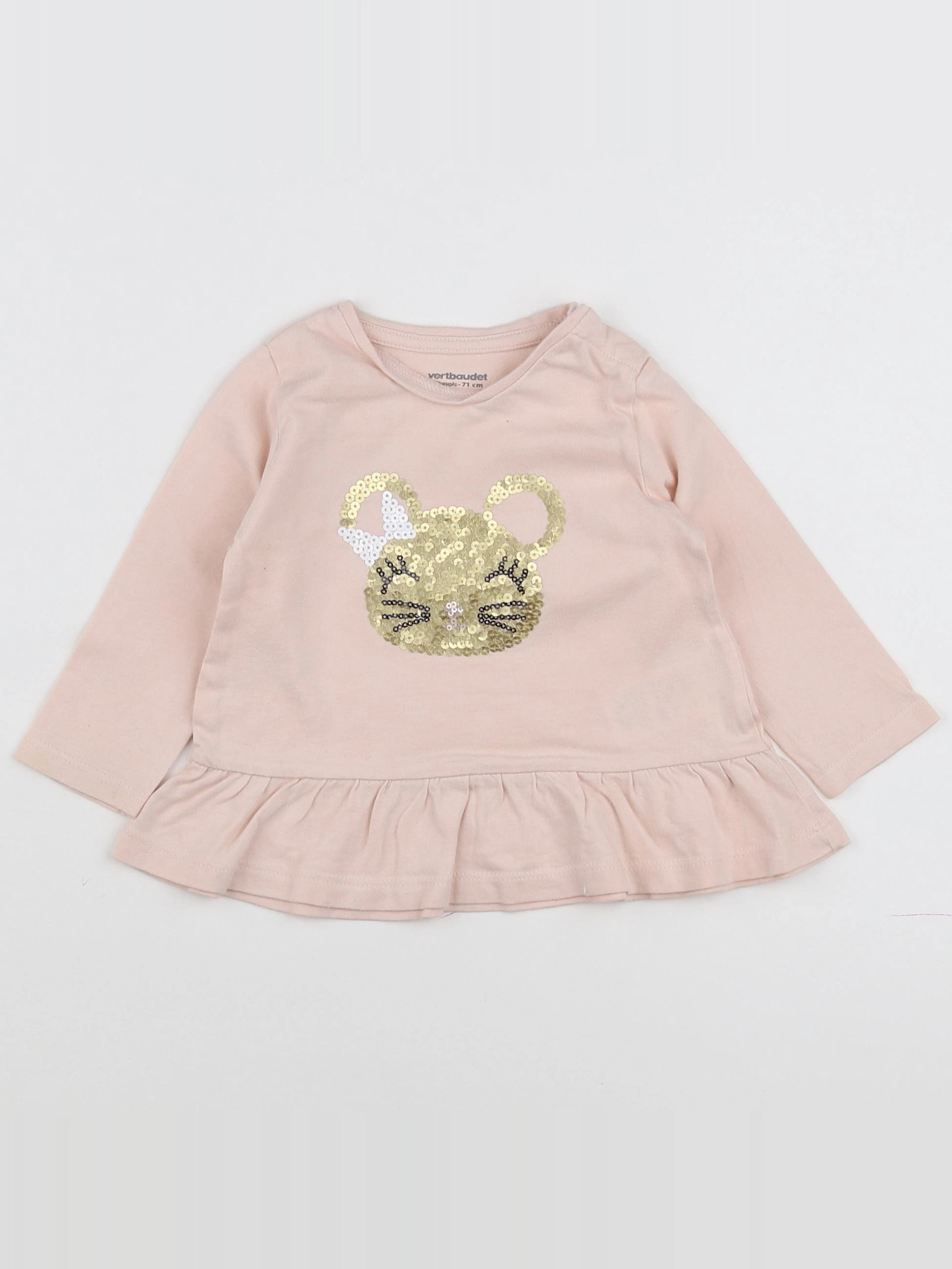 Vertbaudet - tee-shirt rose - 9 mois