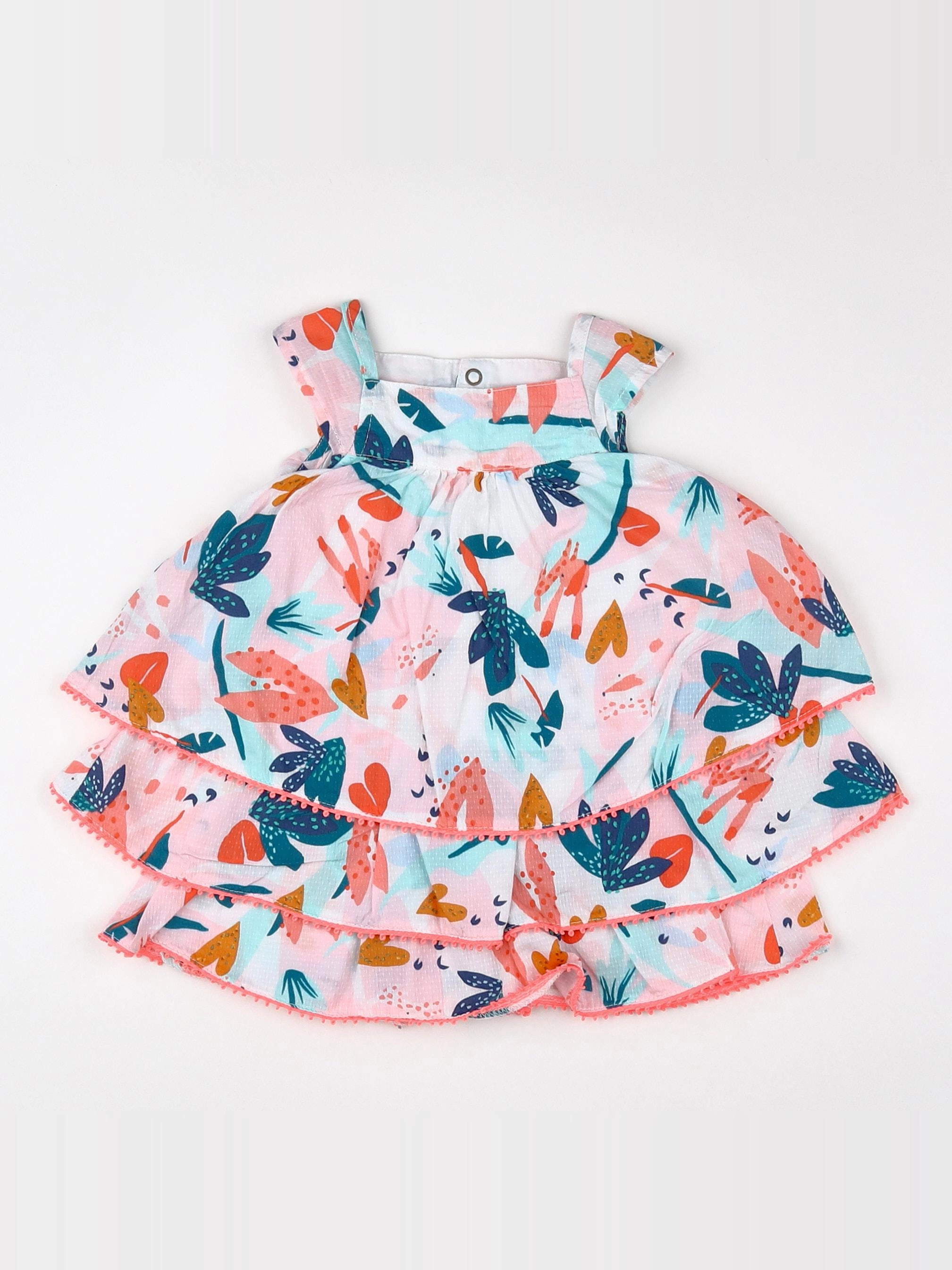Catimini - robe blanc, rose - 6 mois
