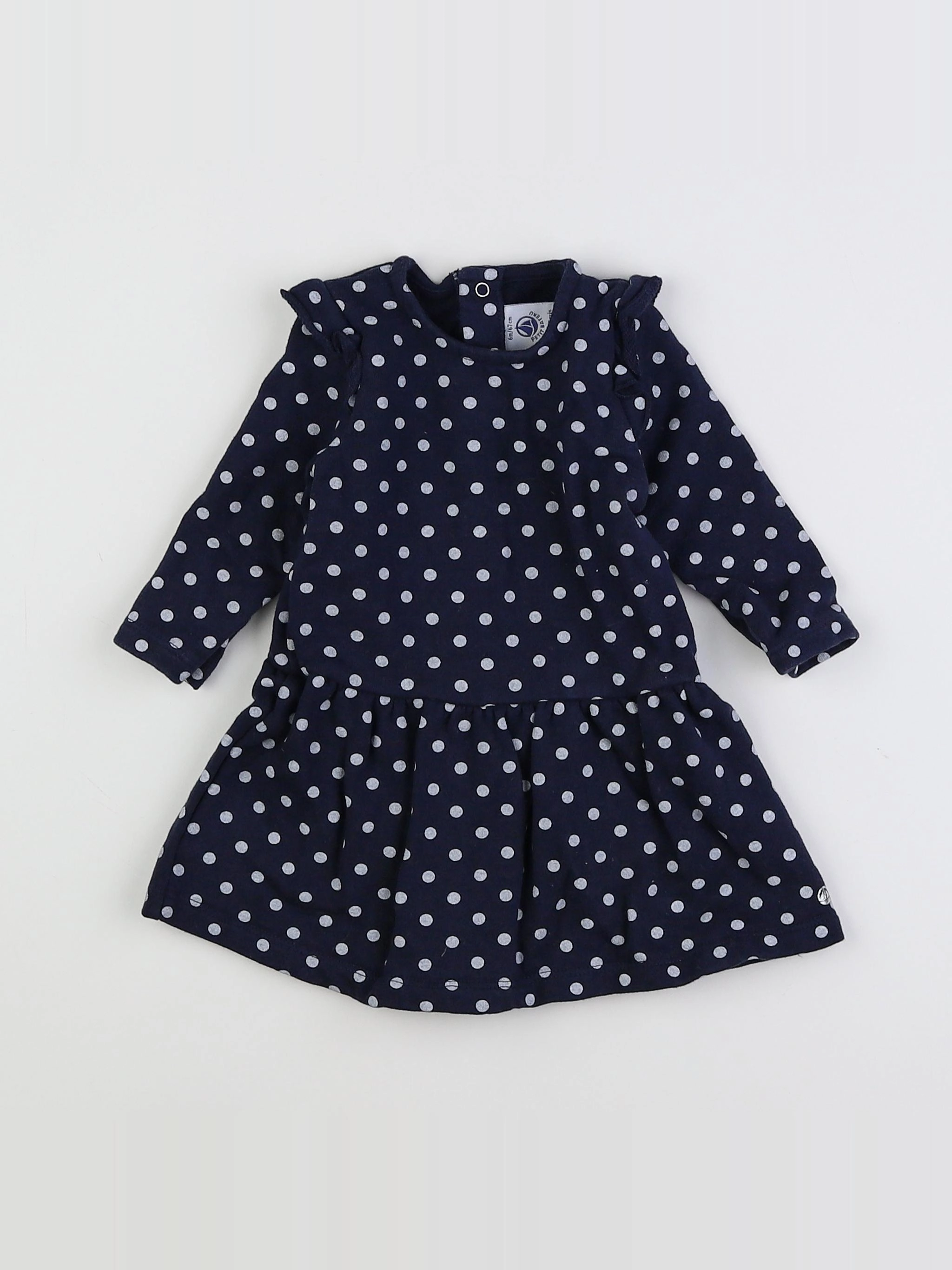 Petit Bateau - robe bleu, blanc - 6 mois