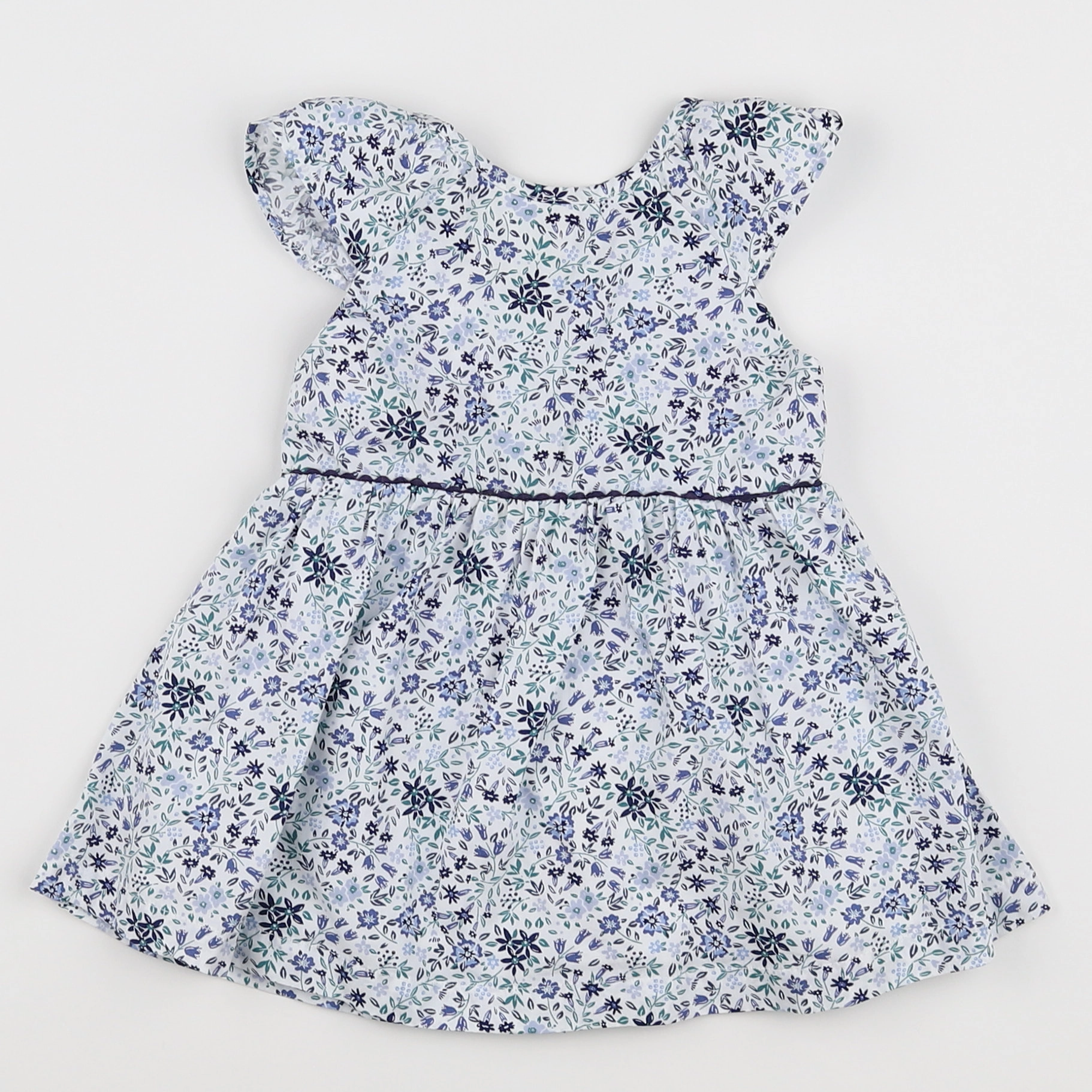 Vertbaudet - robe bleu, blanc - 9 mois
