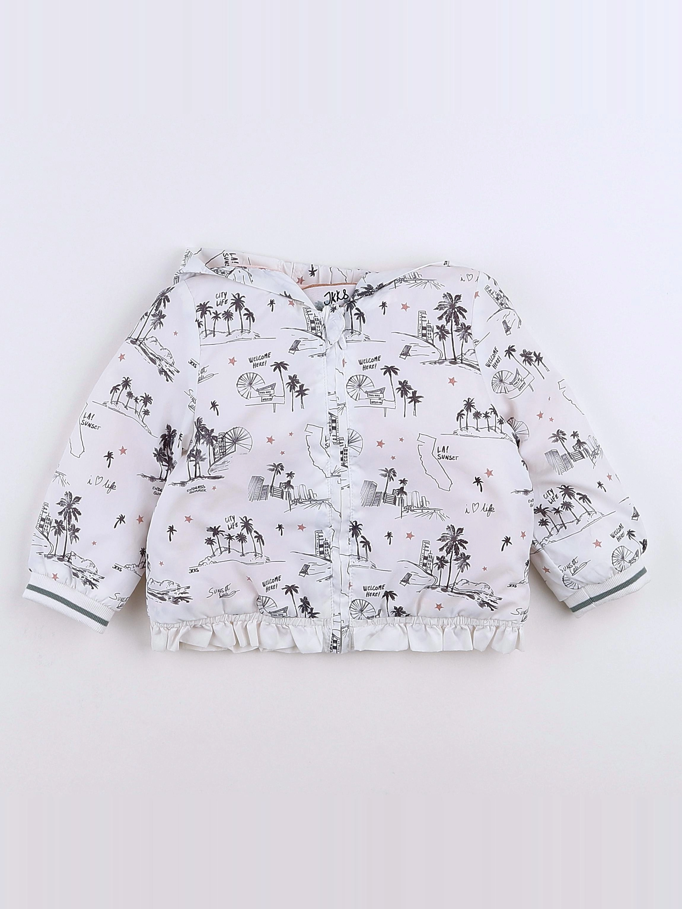 IKKS - imperméable blanc, noir, rose - 12 mois