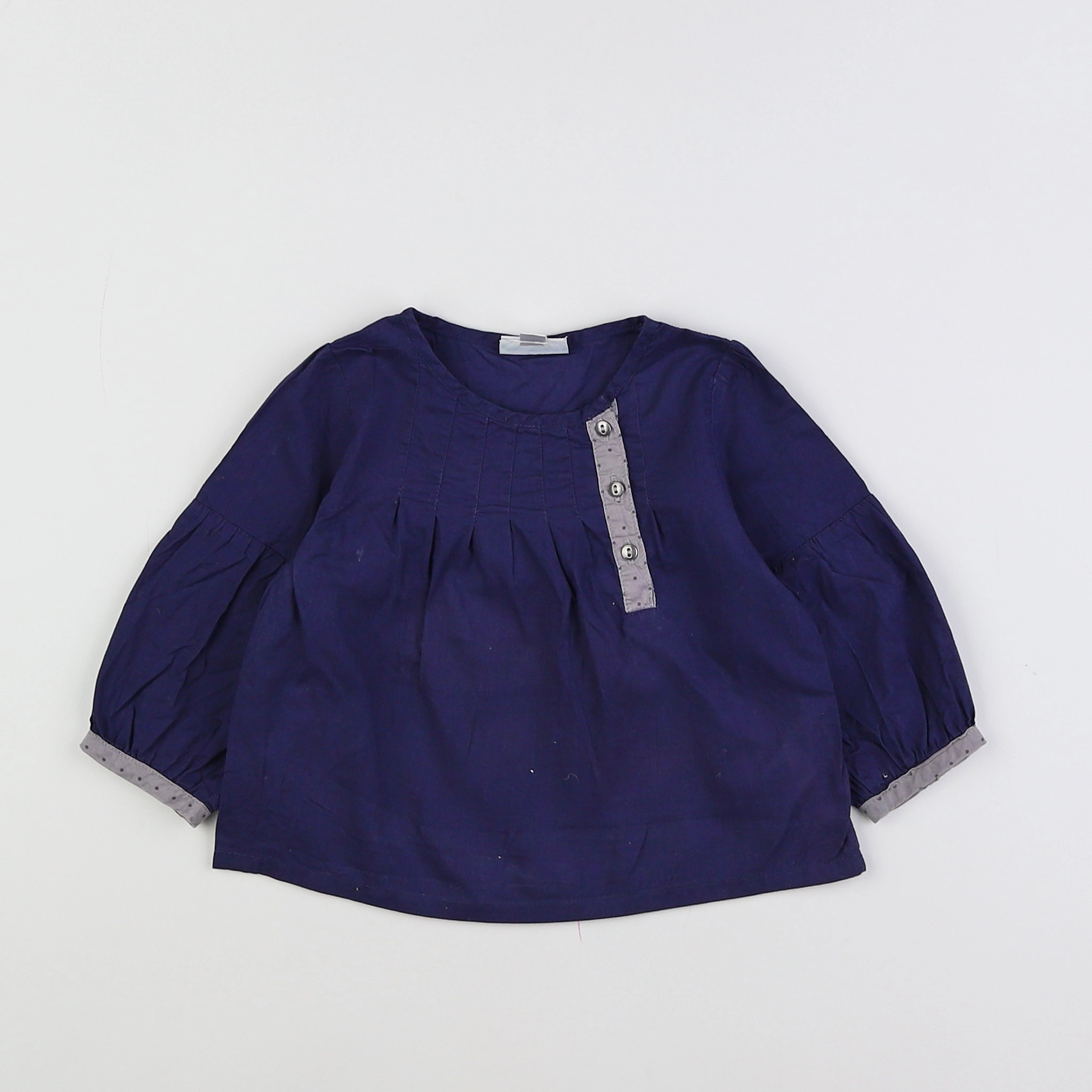 Vertbaudet - blouse bleu, gris - 9 mois