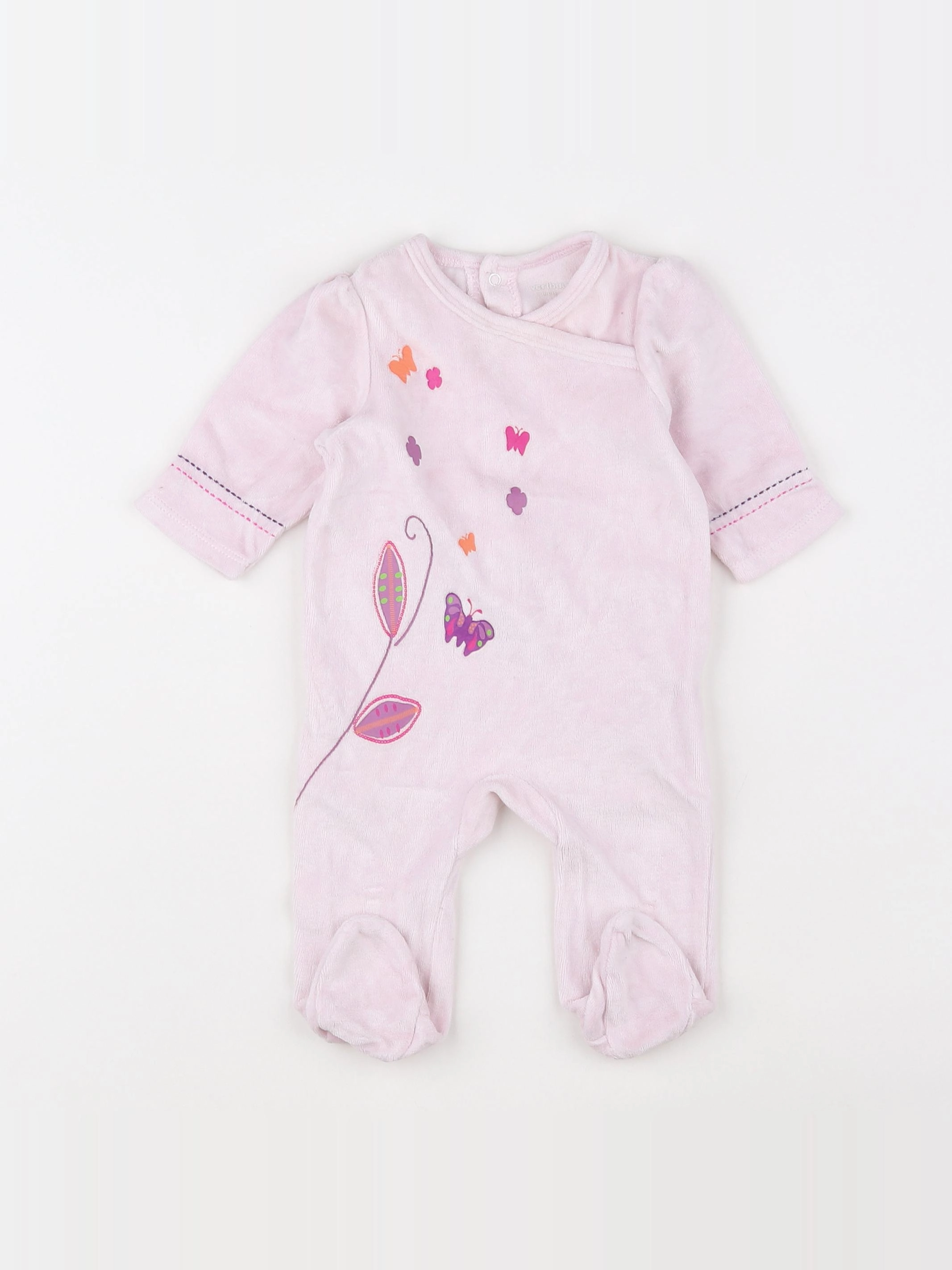 Vertbaudet - pyjama velours rose - 3 mois