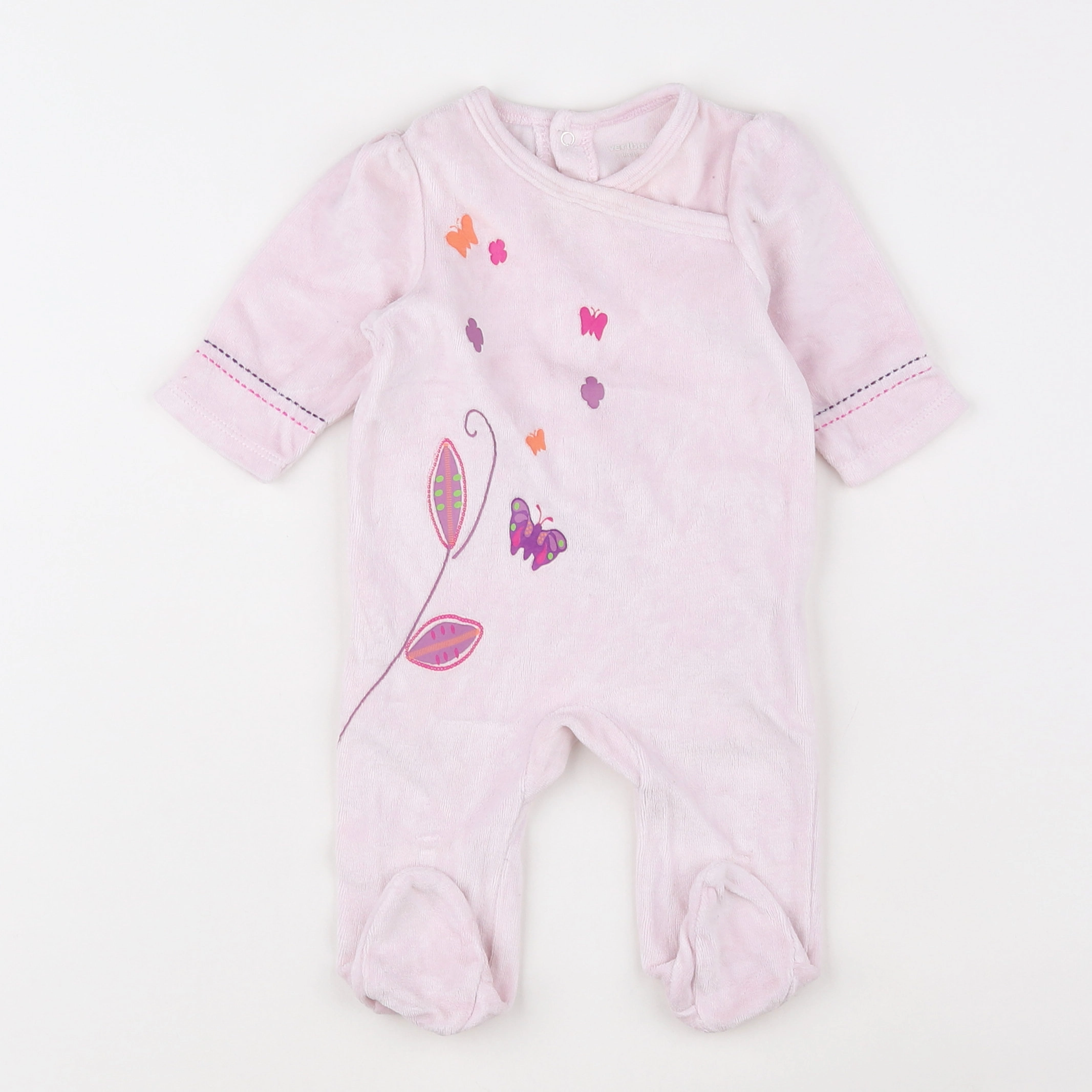 Vertbaudet - pyjama velours rose - 3 mois