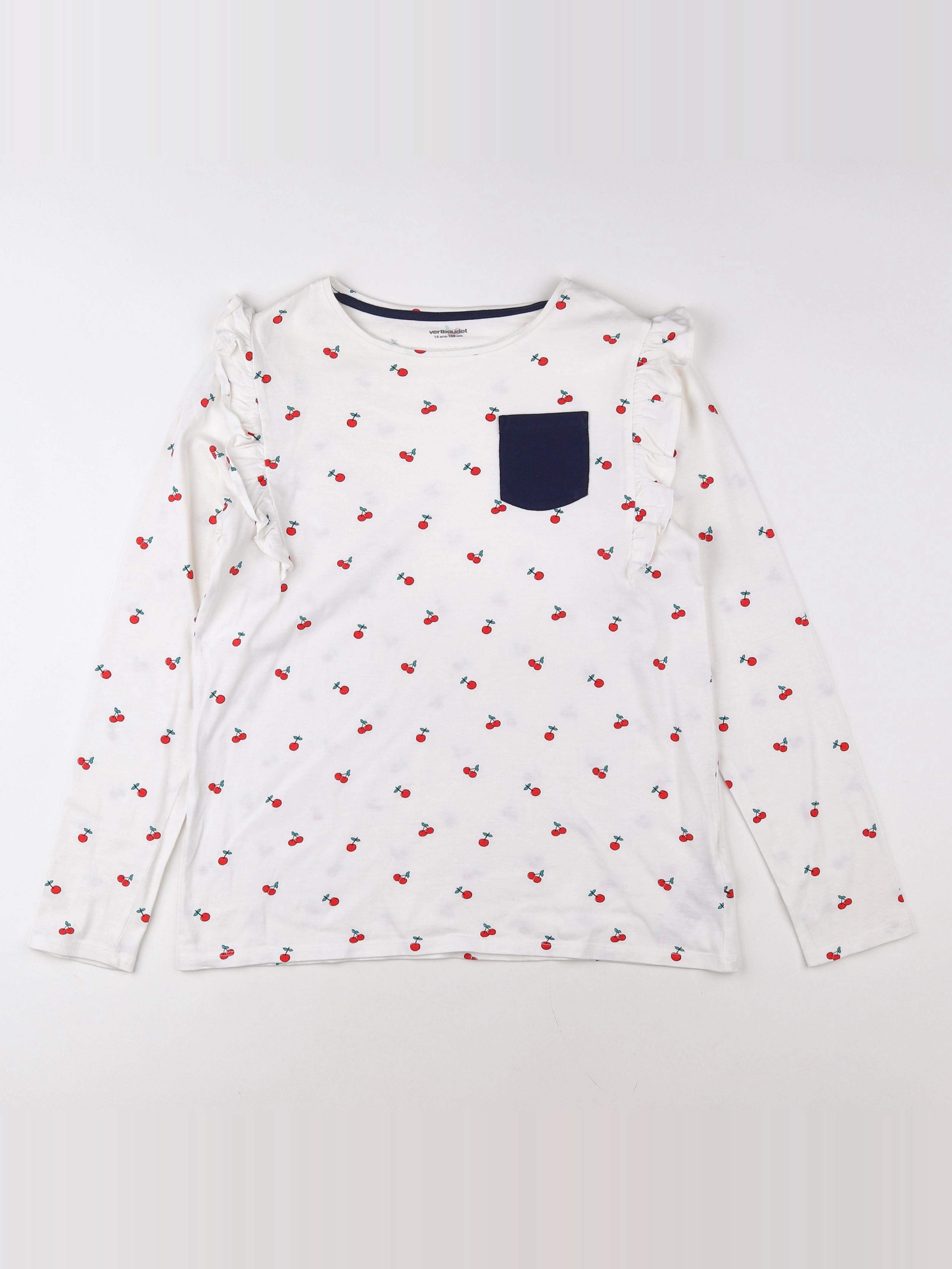 Vertbaudet - tee-shirt blanc, rouge - 14 ans