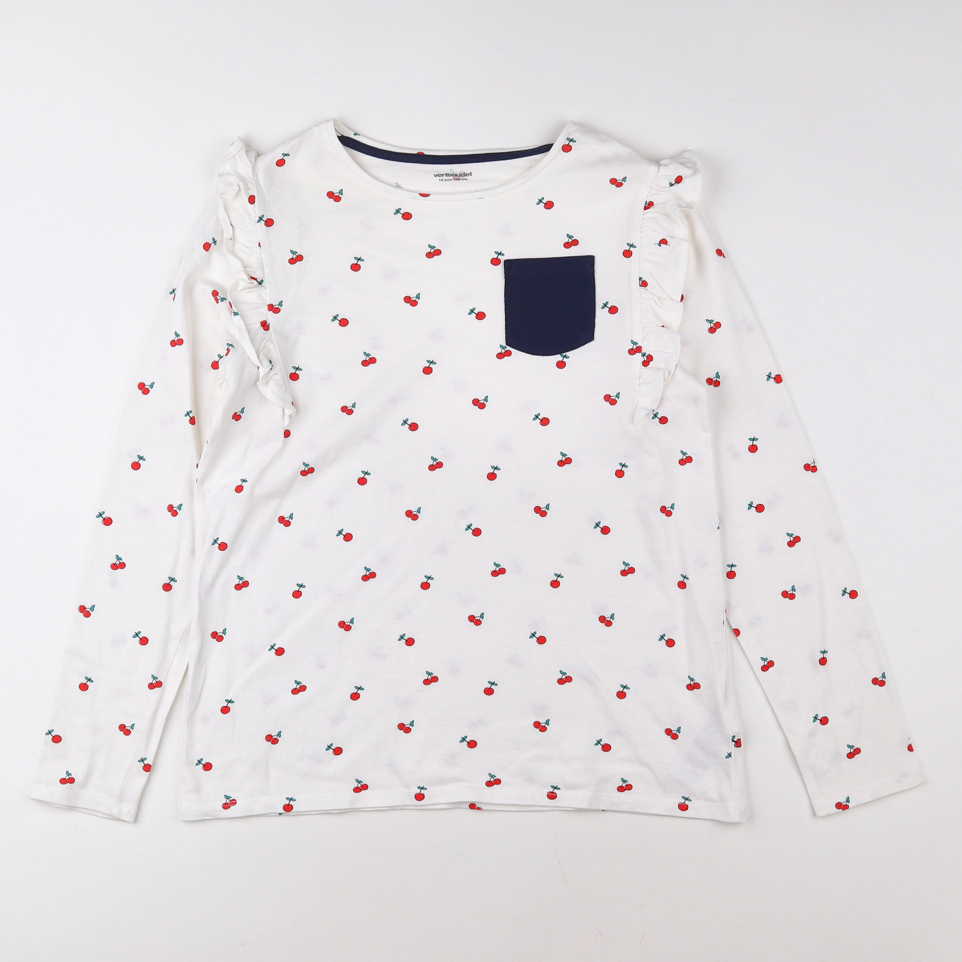 Vertbaudet - tee-shirt blanc, rouge - 14 ans