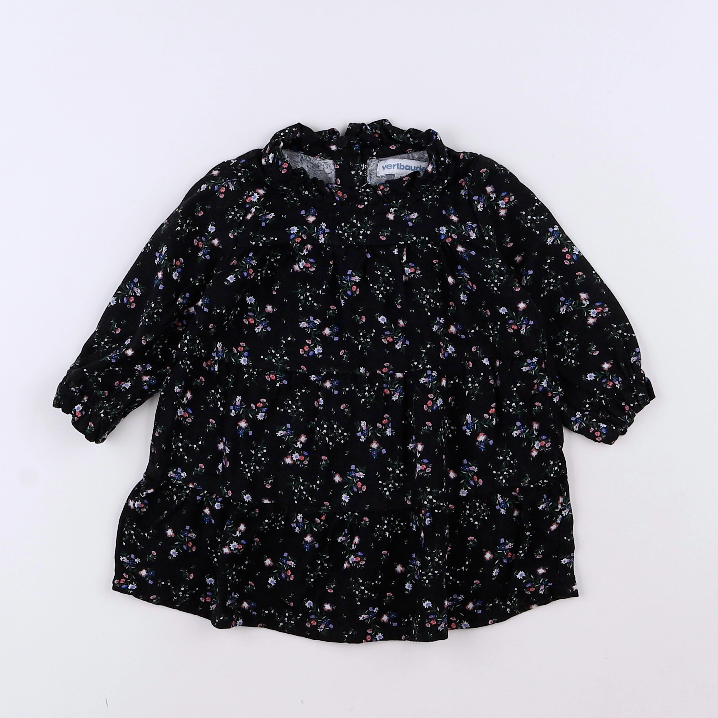 Vertbaudet - robe noir, rose - 3 mois