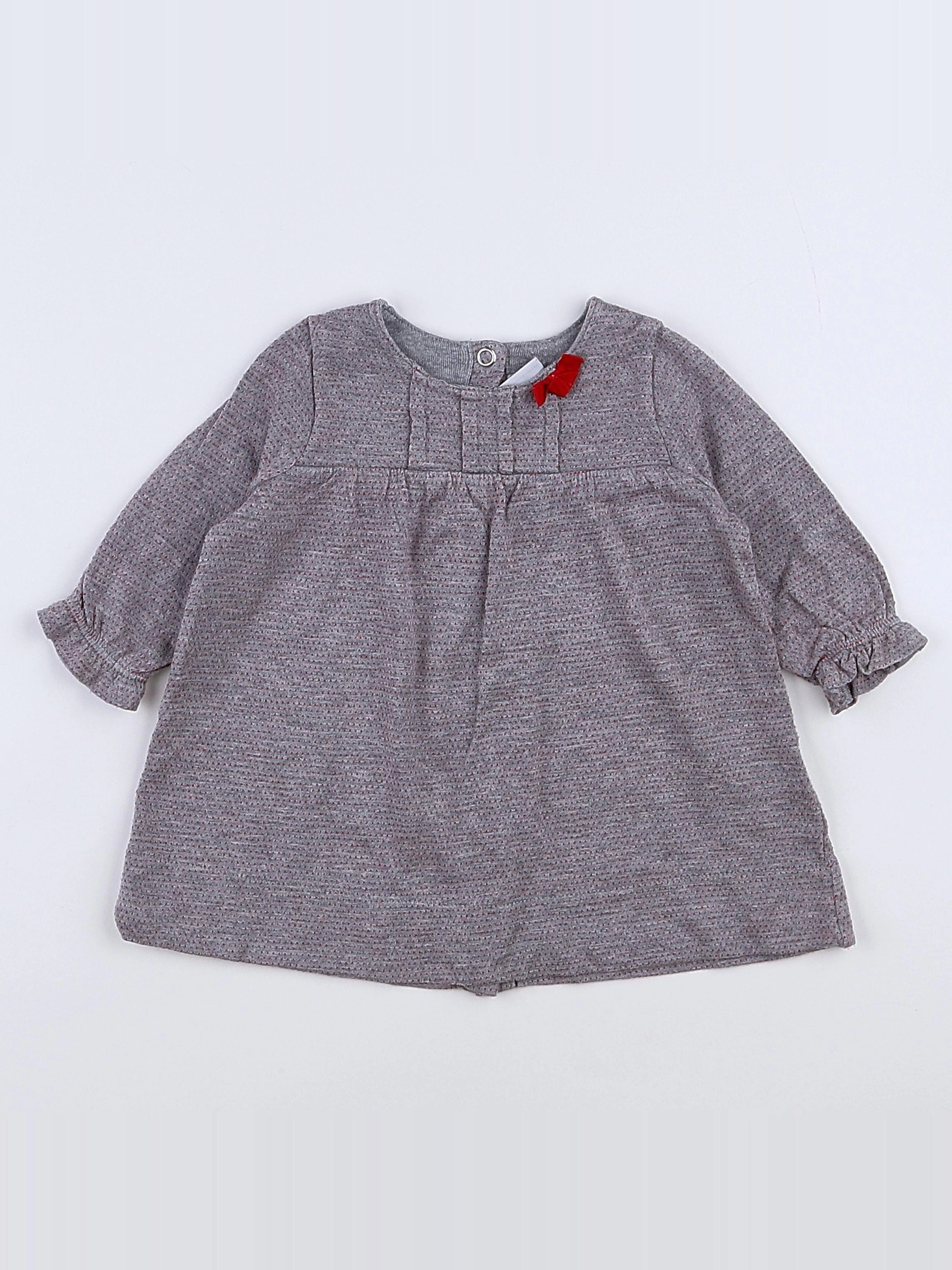 Petit Bateau - robe gris - 3 mois