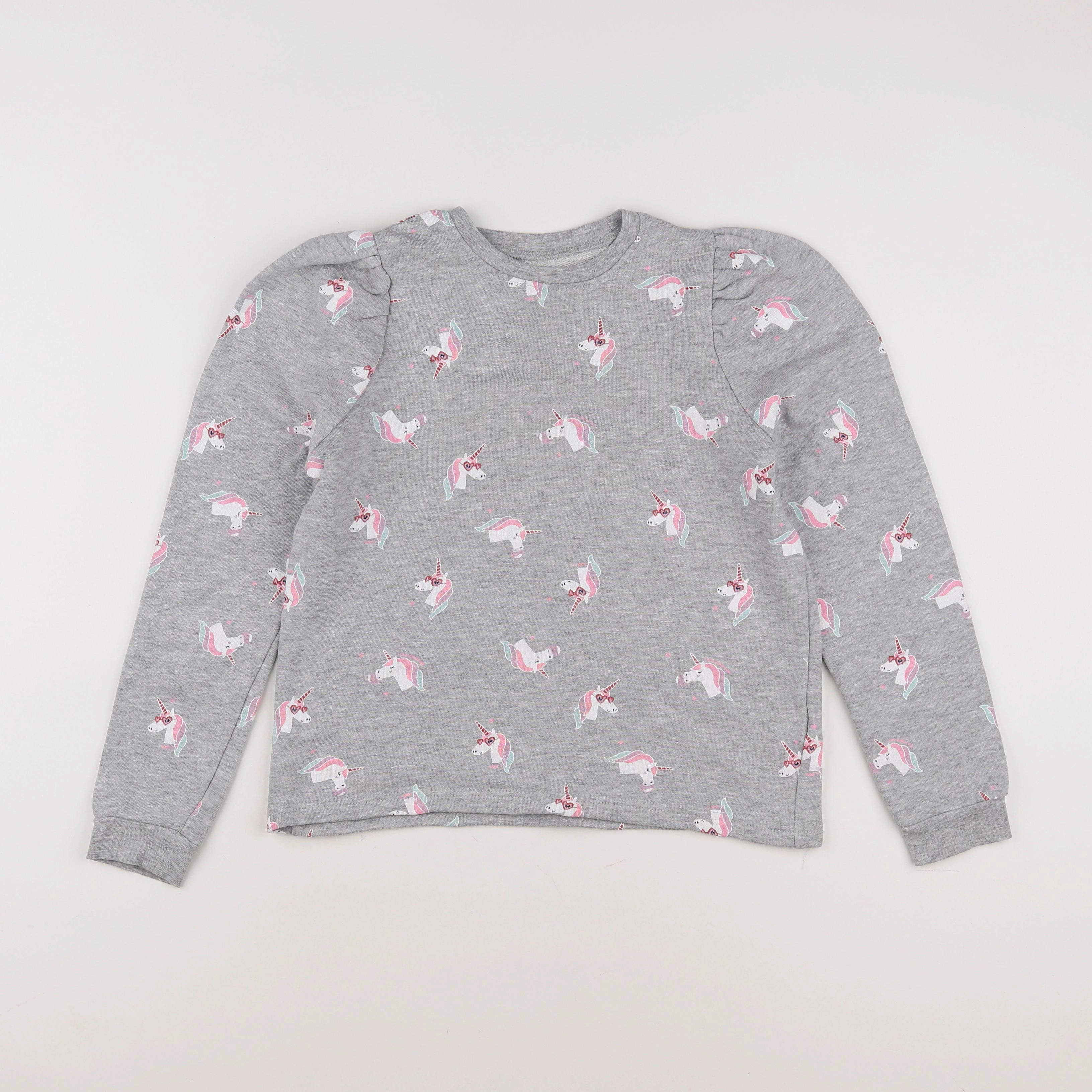 Vertbaudet - sweat gris, rose - 10 ans