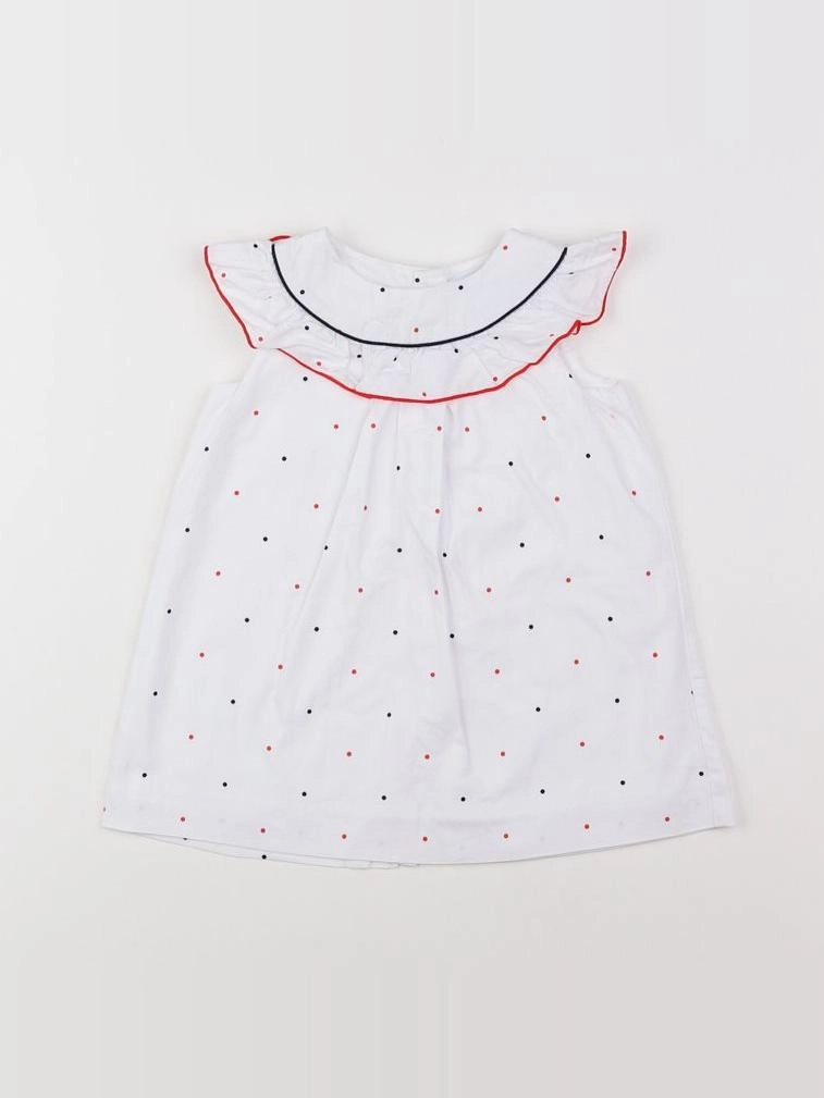 Jacadi - robe blanc, rouge - 12 mois