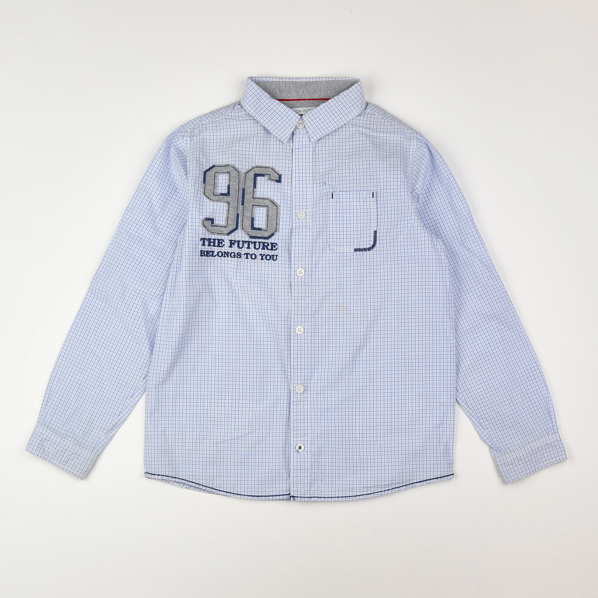 Okaidi - chemise blanc,bleu - 10 ans