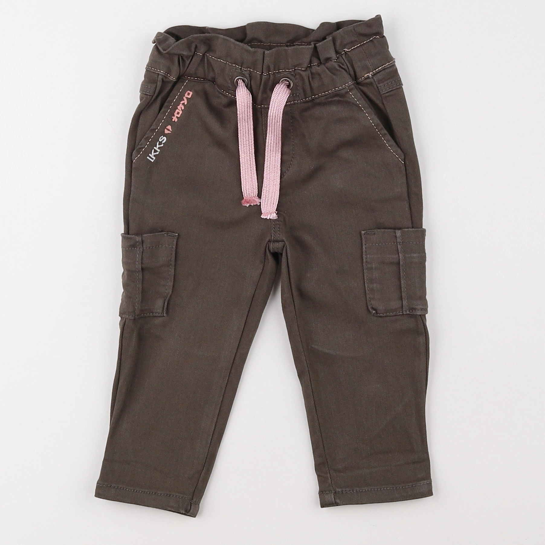 IKKS - pantalon vert, rose - 6 mois