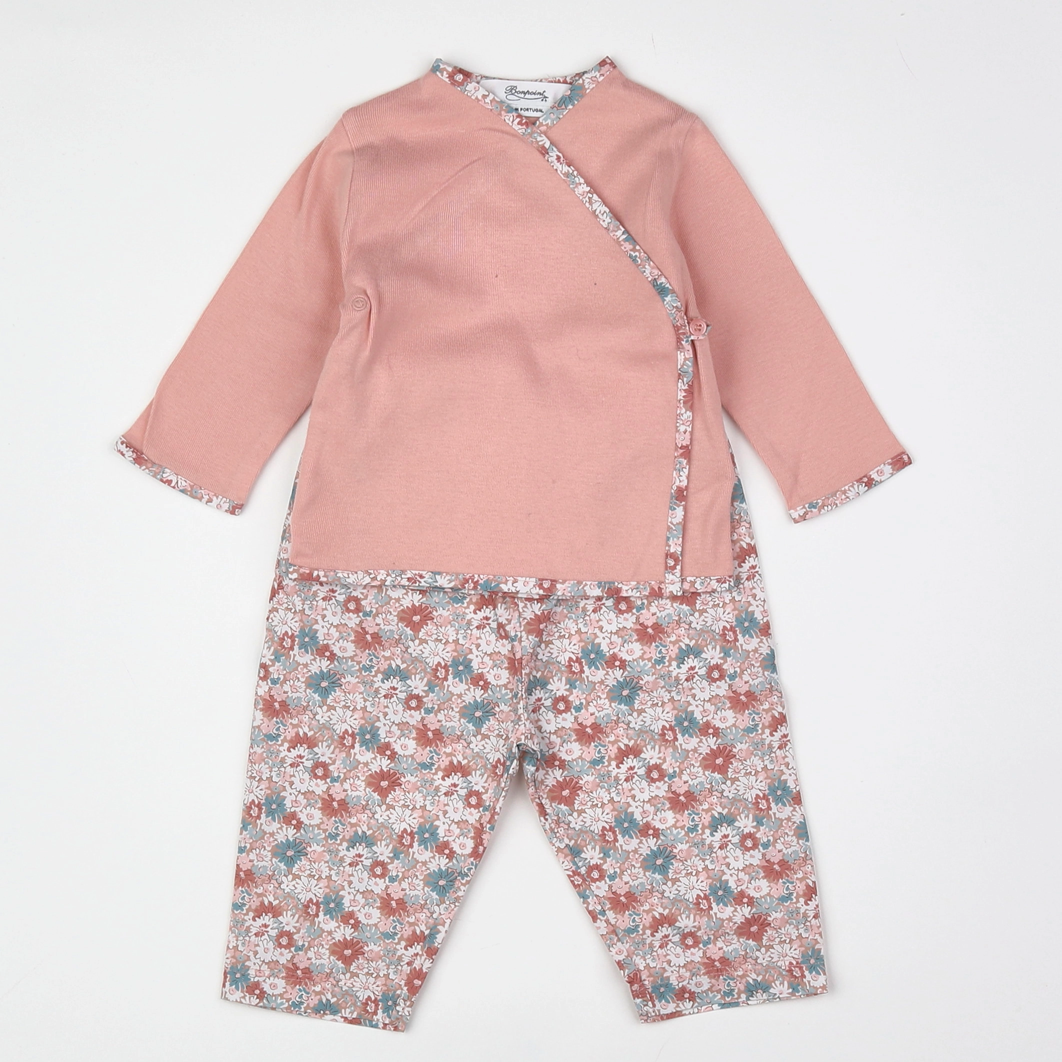 Bonpoint - pyjama coton rose, vert - 3 mois