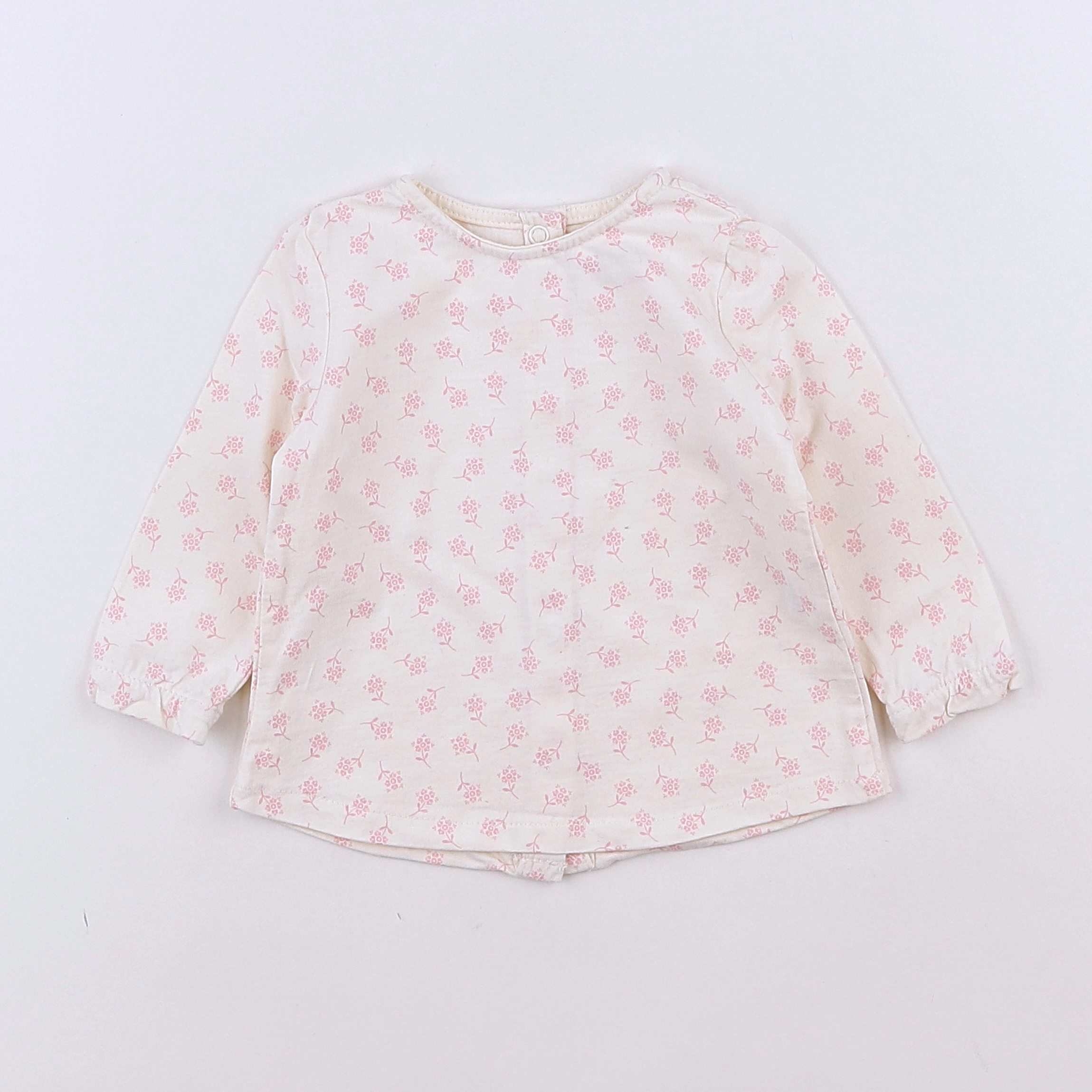 Natalys - tee-shirt blanc, rose - 9 mois