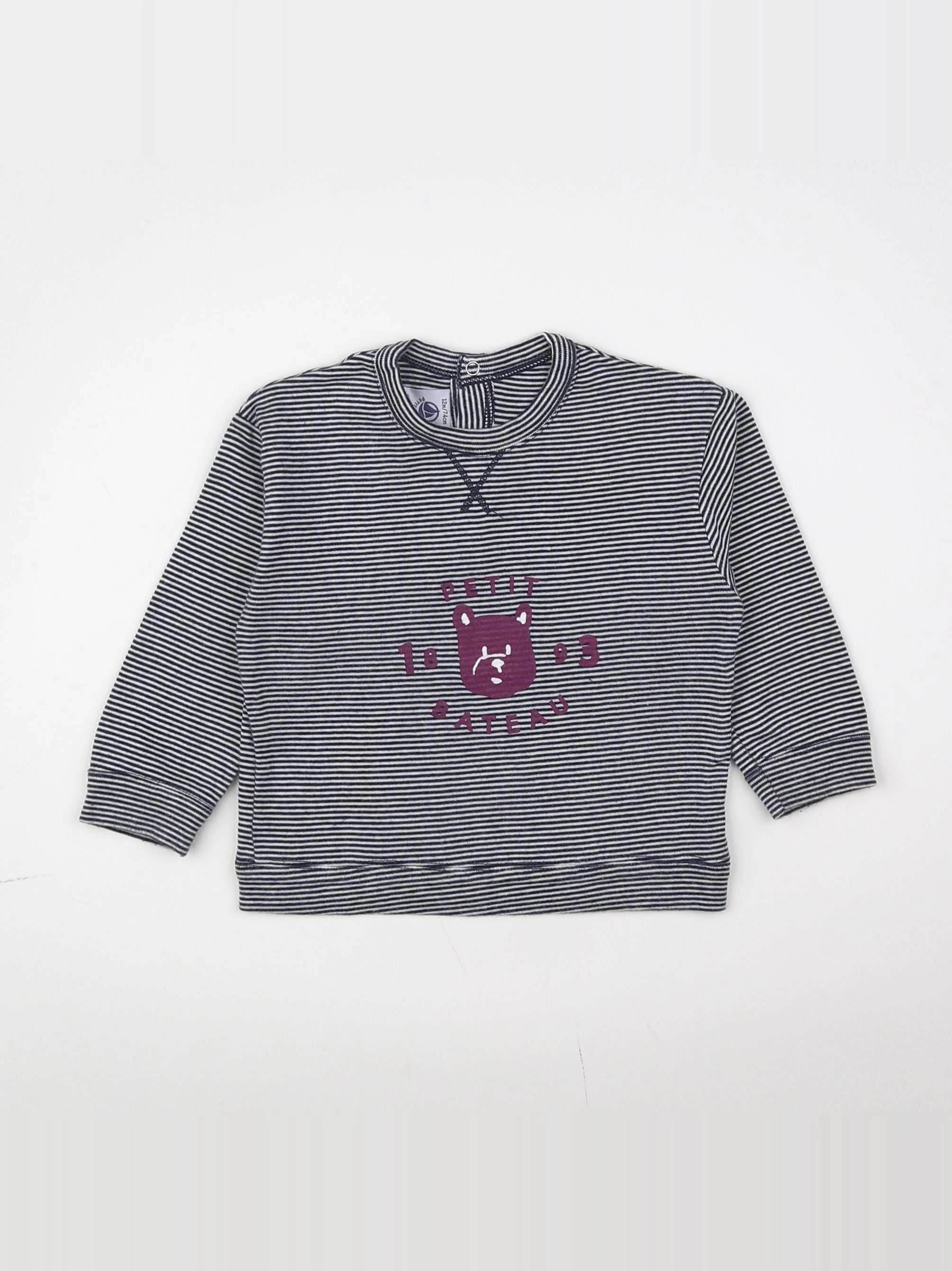 Petit Bateau - tee-shirt gris - 12 mois