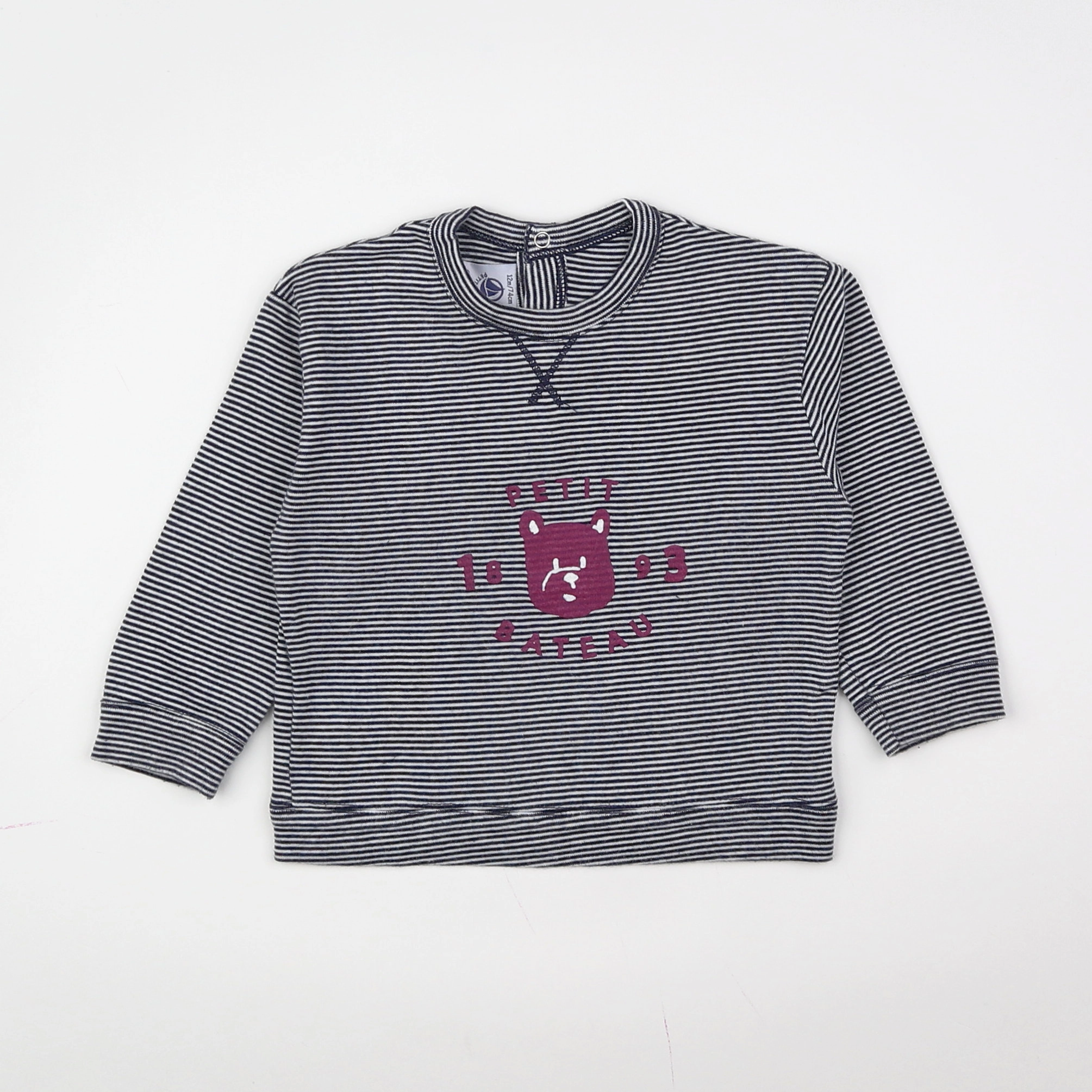 Petit Bateau - tee-shirt gris - 12 mois