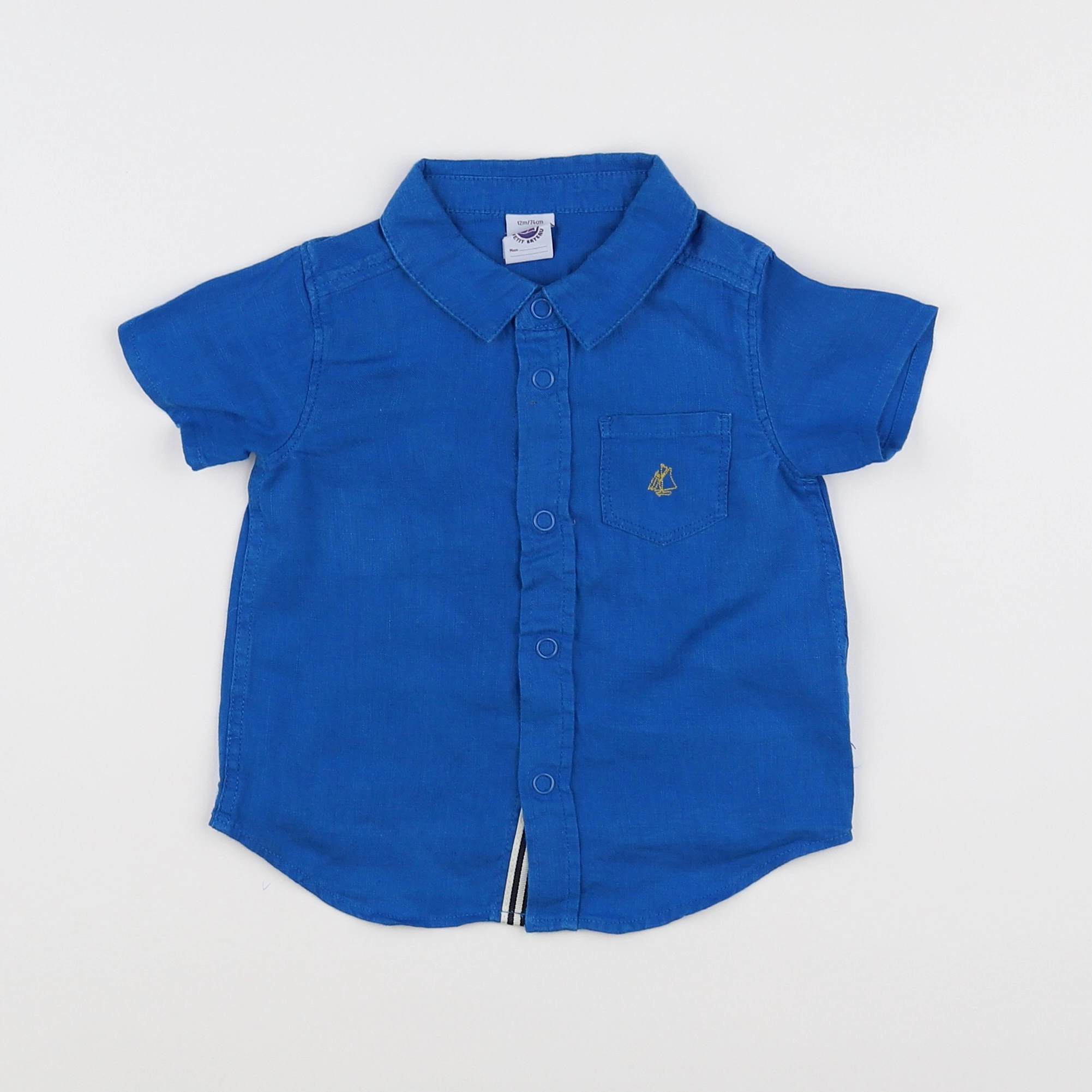 Petit Bateau - chemise bleu - 12 mois