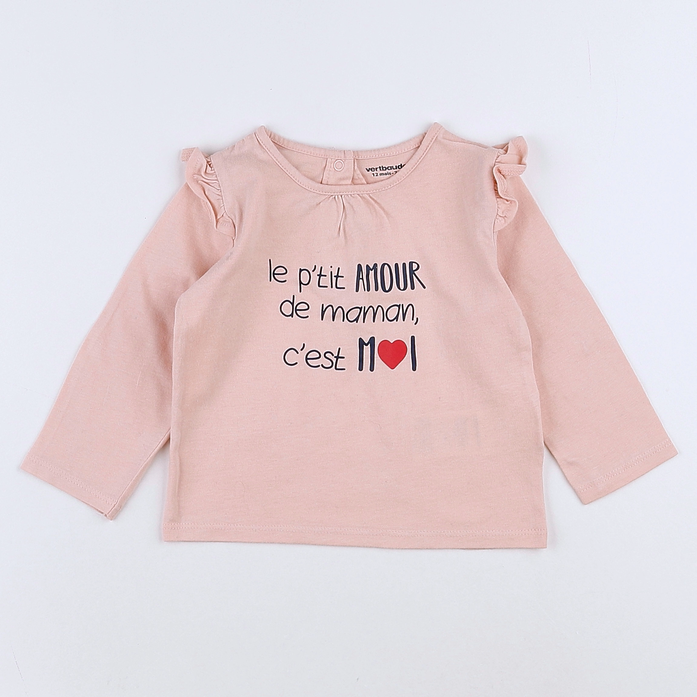 Vertbaudet - tee-shirt rose - 12 mois