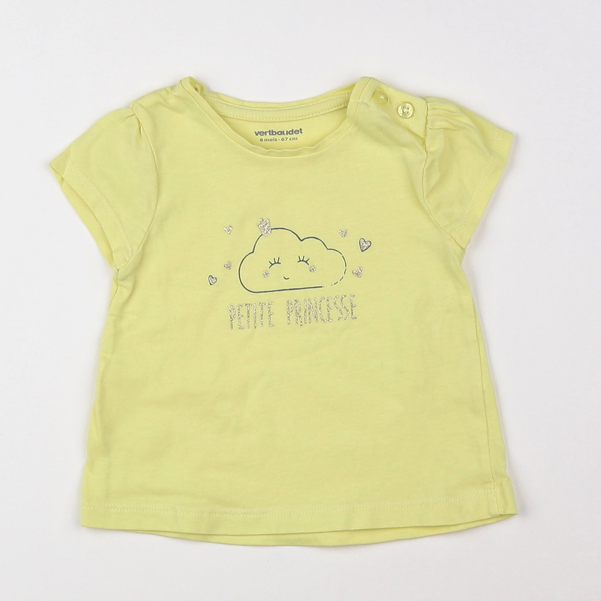 Vertbaudet - tee-shirt jaune - 6 mois