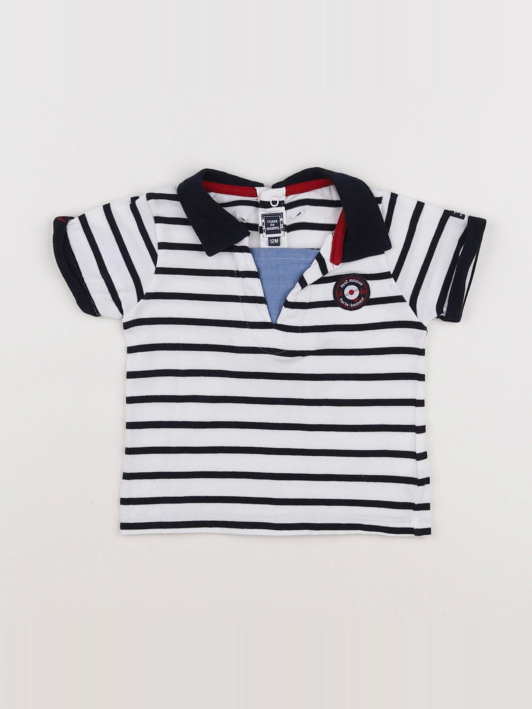 Terre de marins - tee-shirt blanc, bleu - 12 mois
