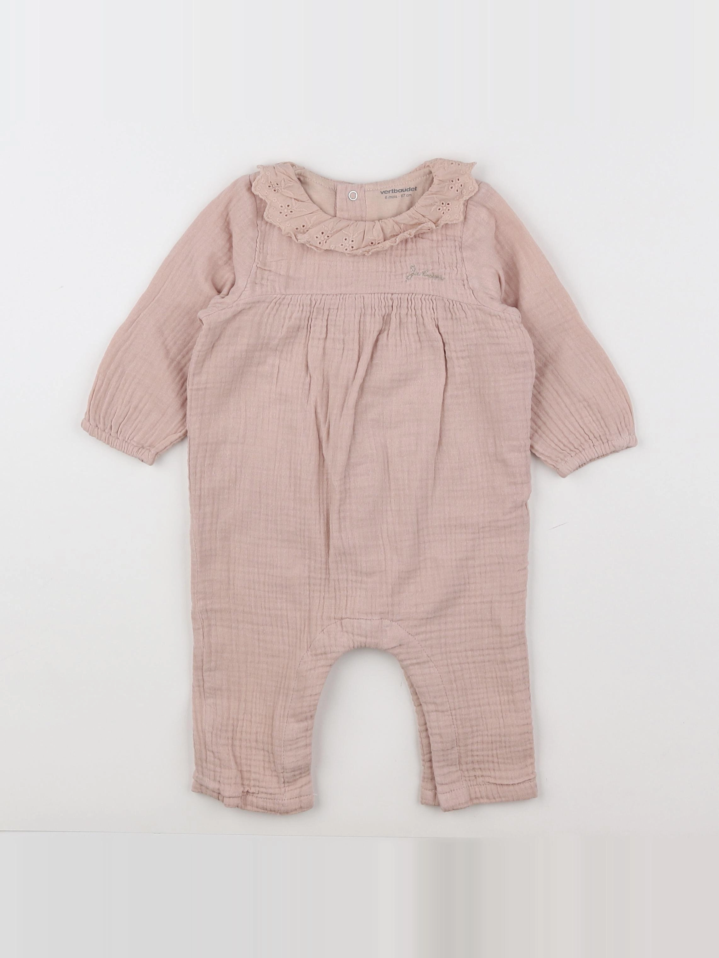 Vertbaudet - combinaison rose - 6 mois
