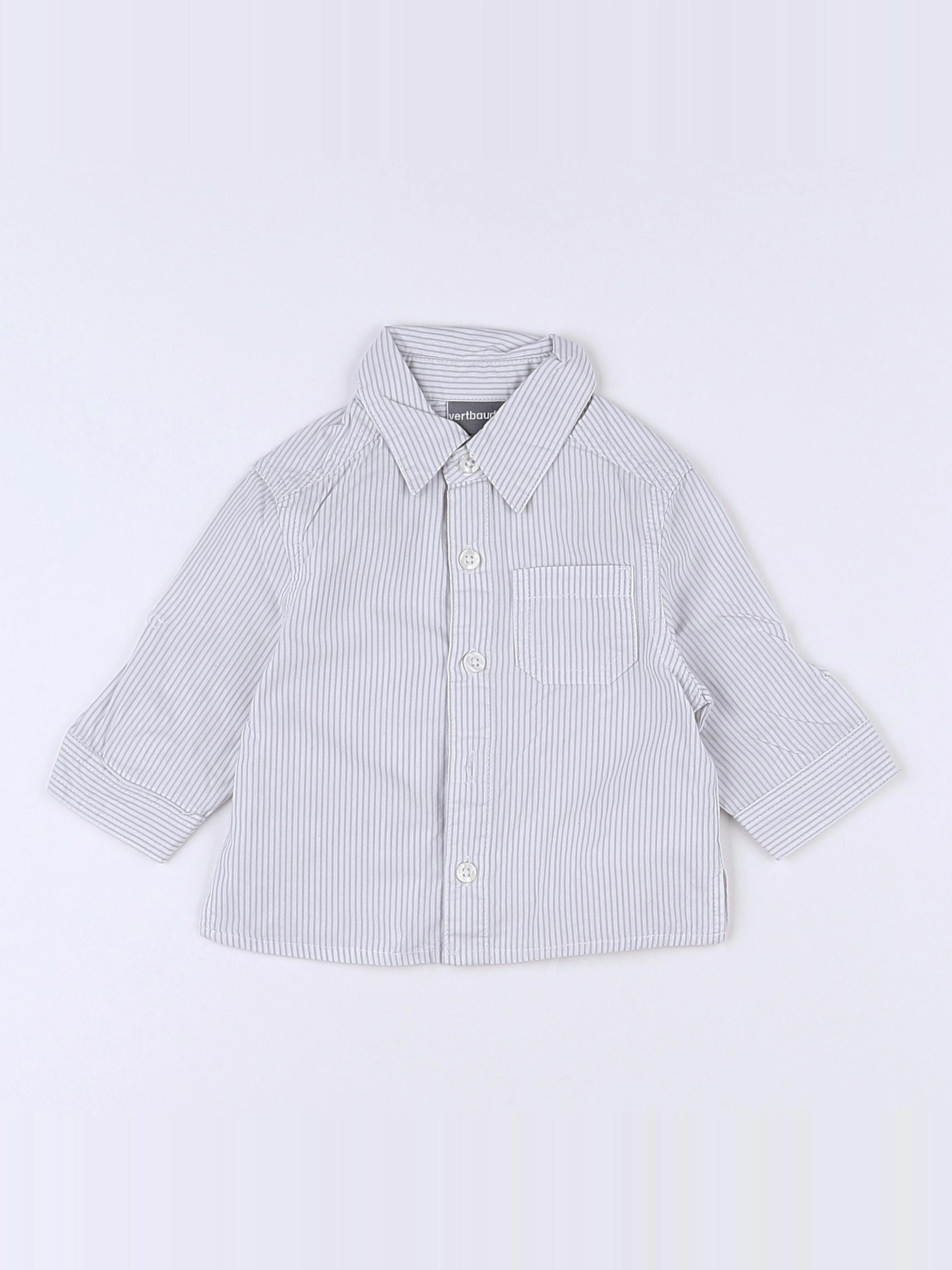 Vertbaudet - chemise blanc, beige - 3 mois