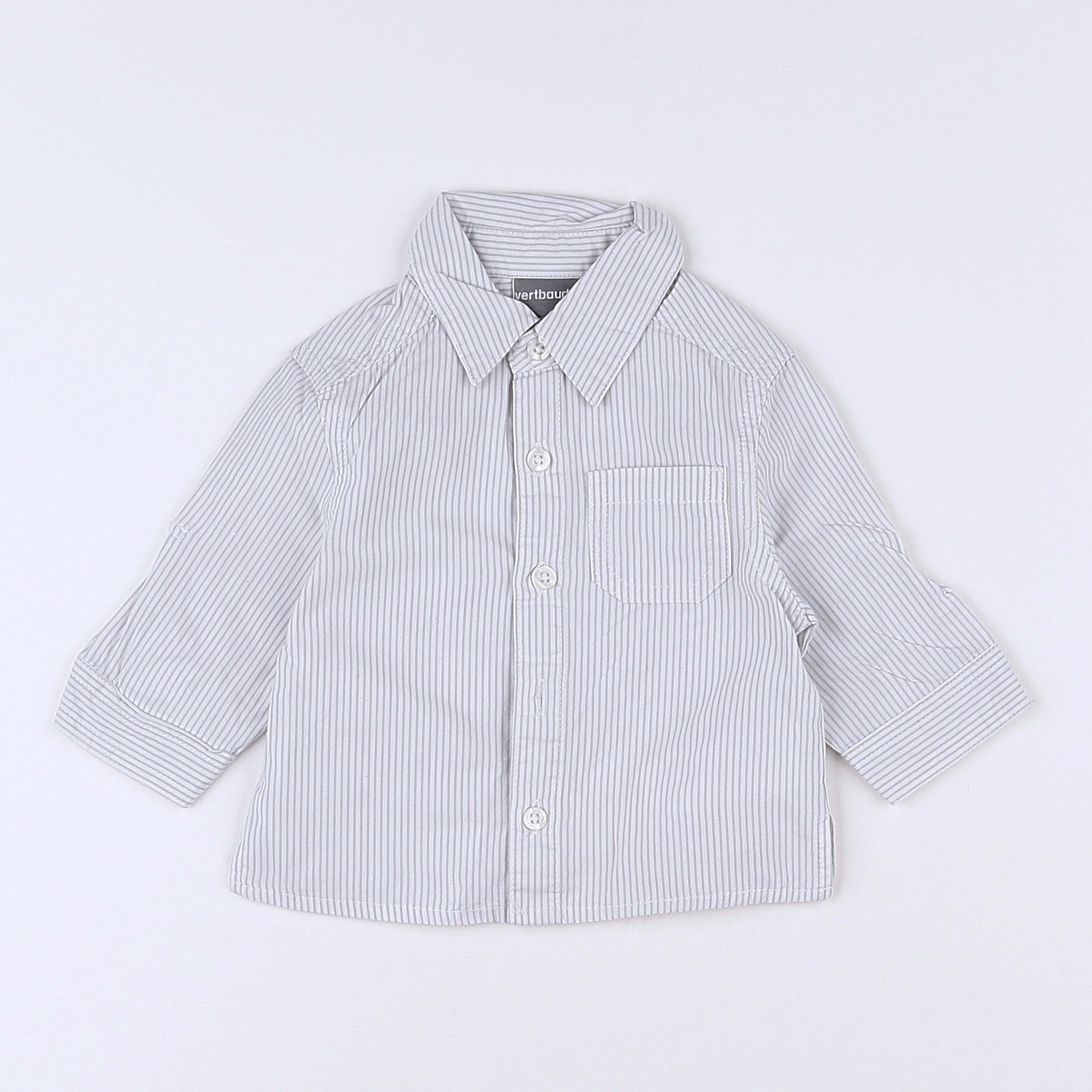 Vertbaudet - chemise blanc, beige - 3 mois