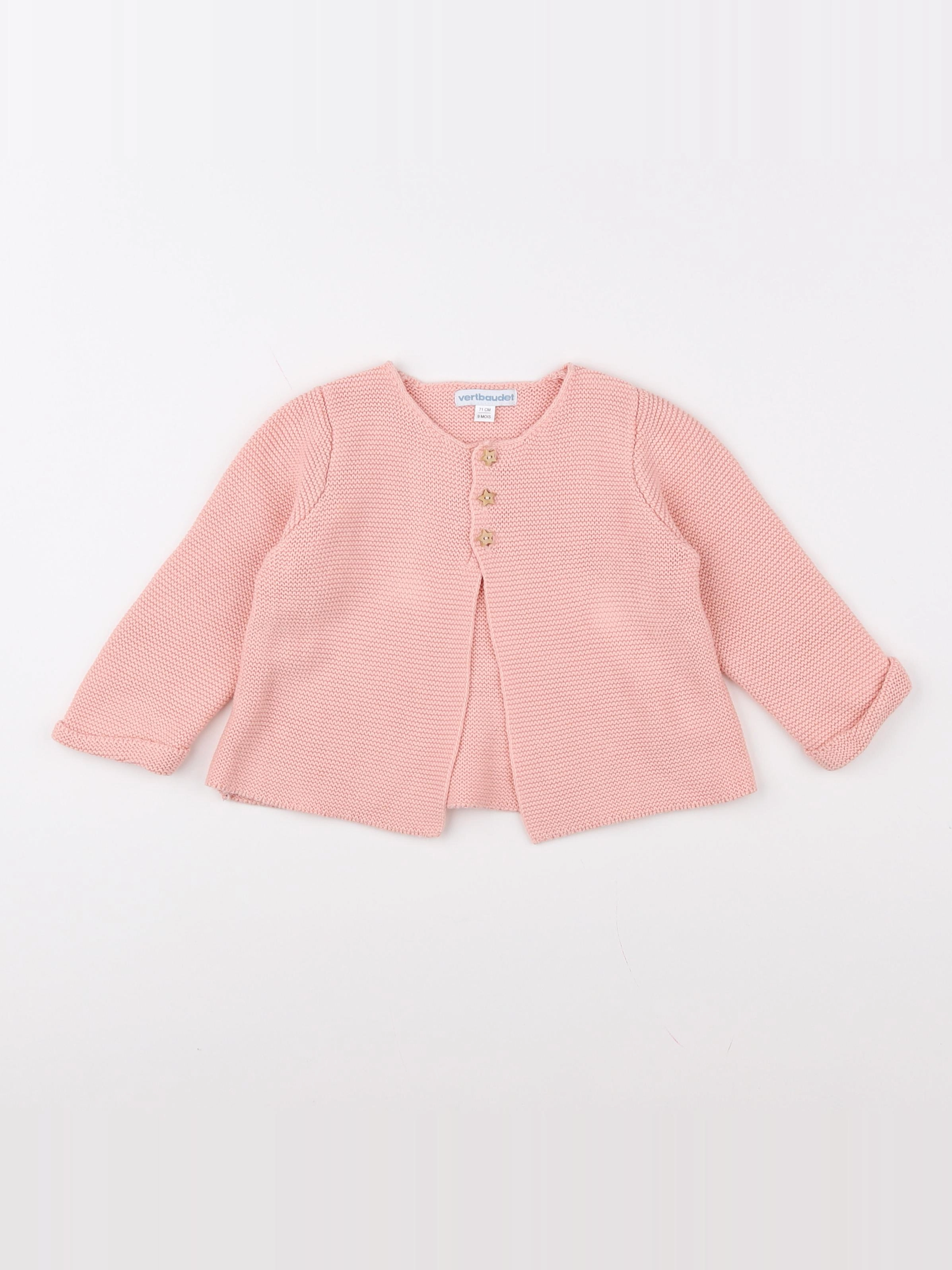 Vertbaudet - gilet rose - 9 mois