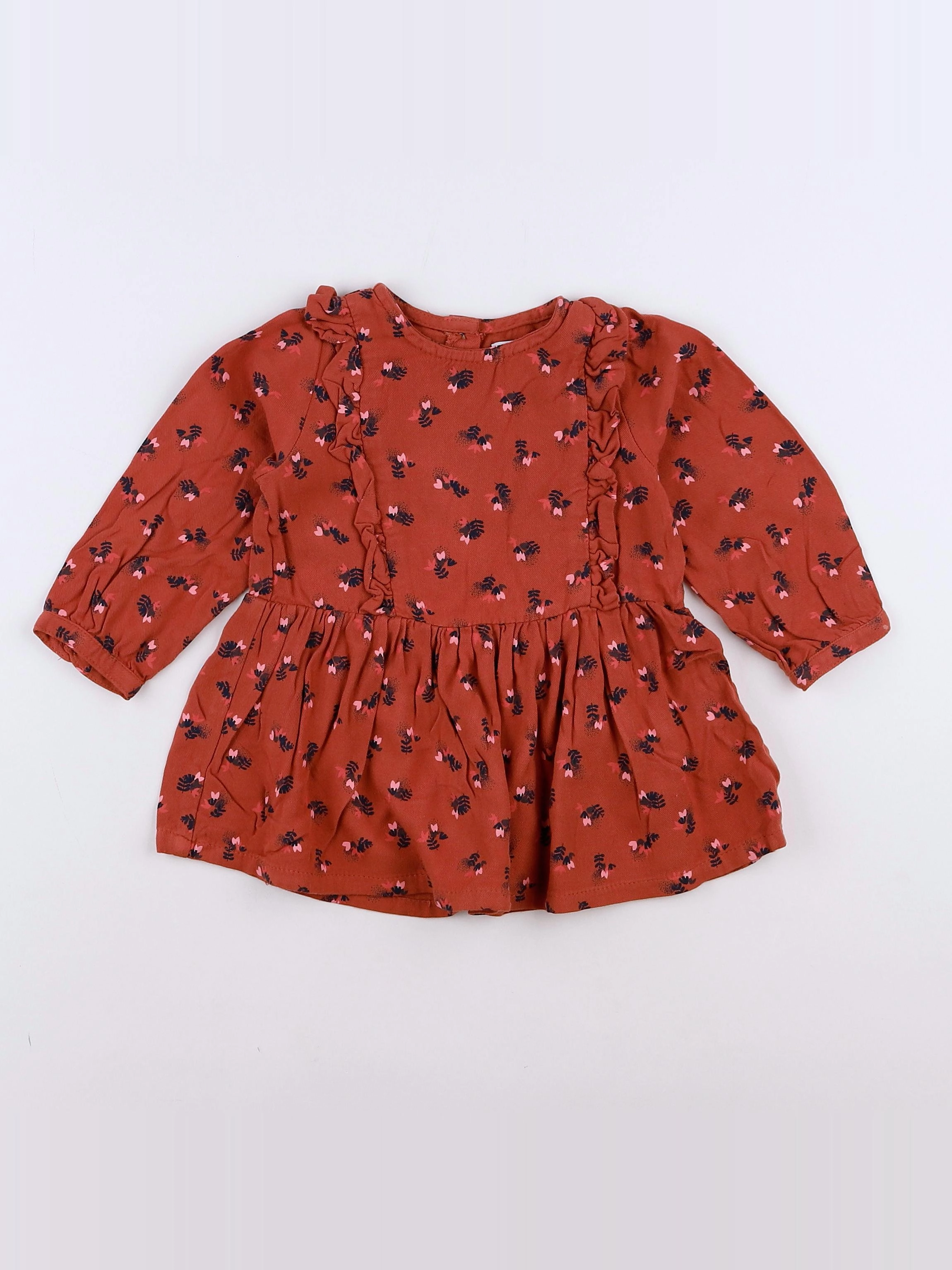 La Redoute - robe marron, rose - 12 mois
