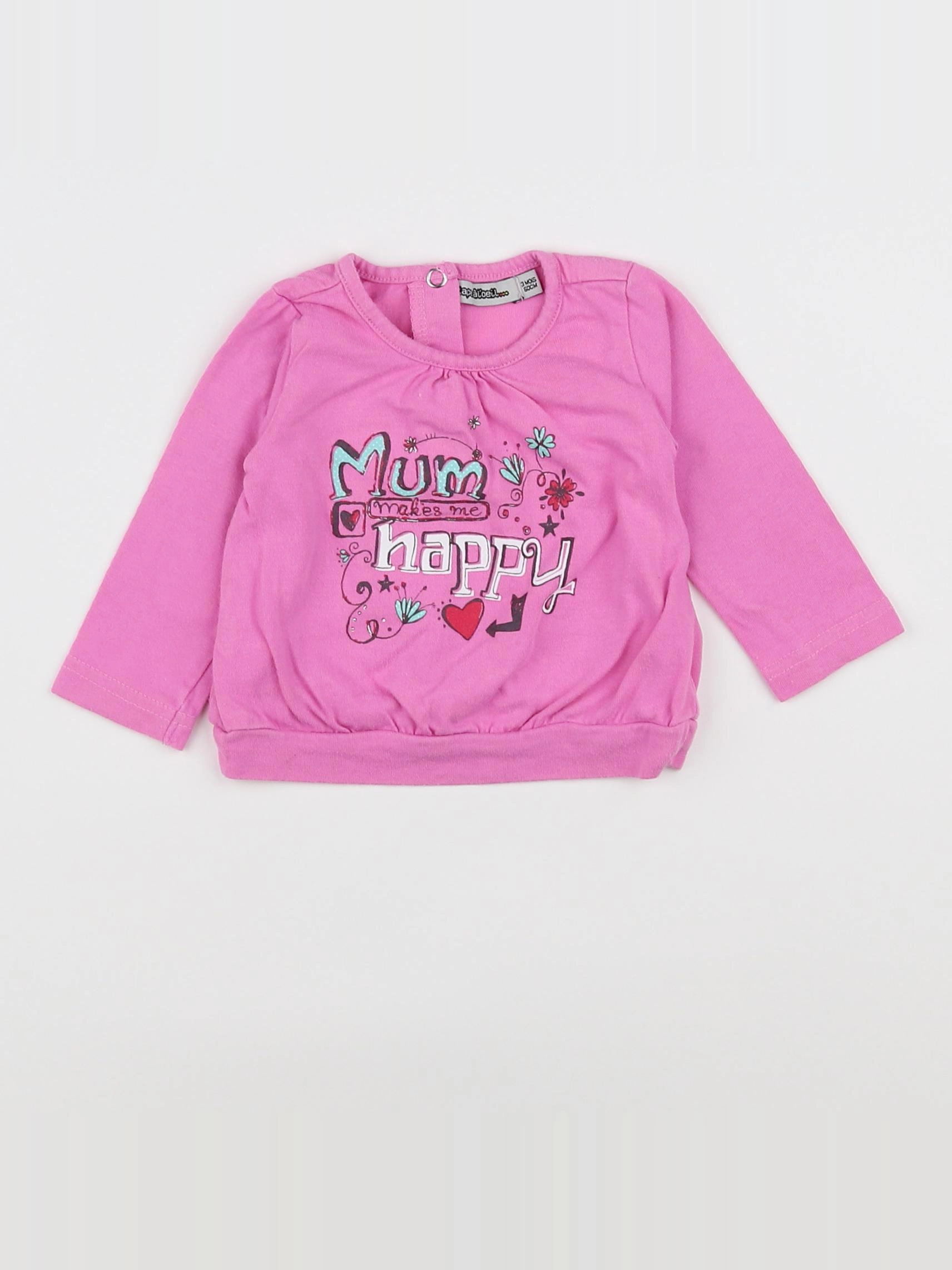Tape à l'oeil - tee-shirt rose - 3 mois