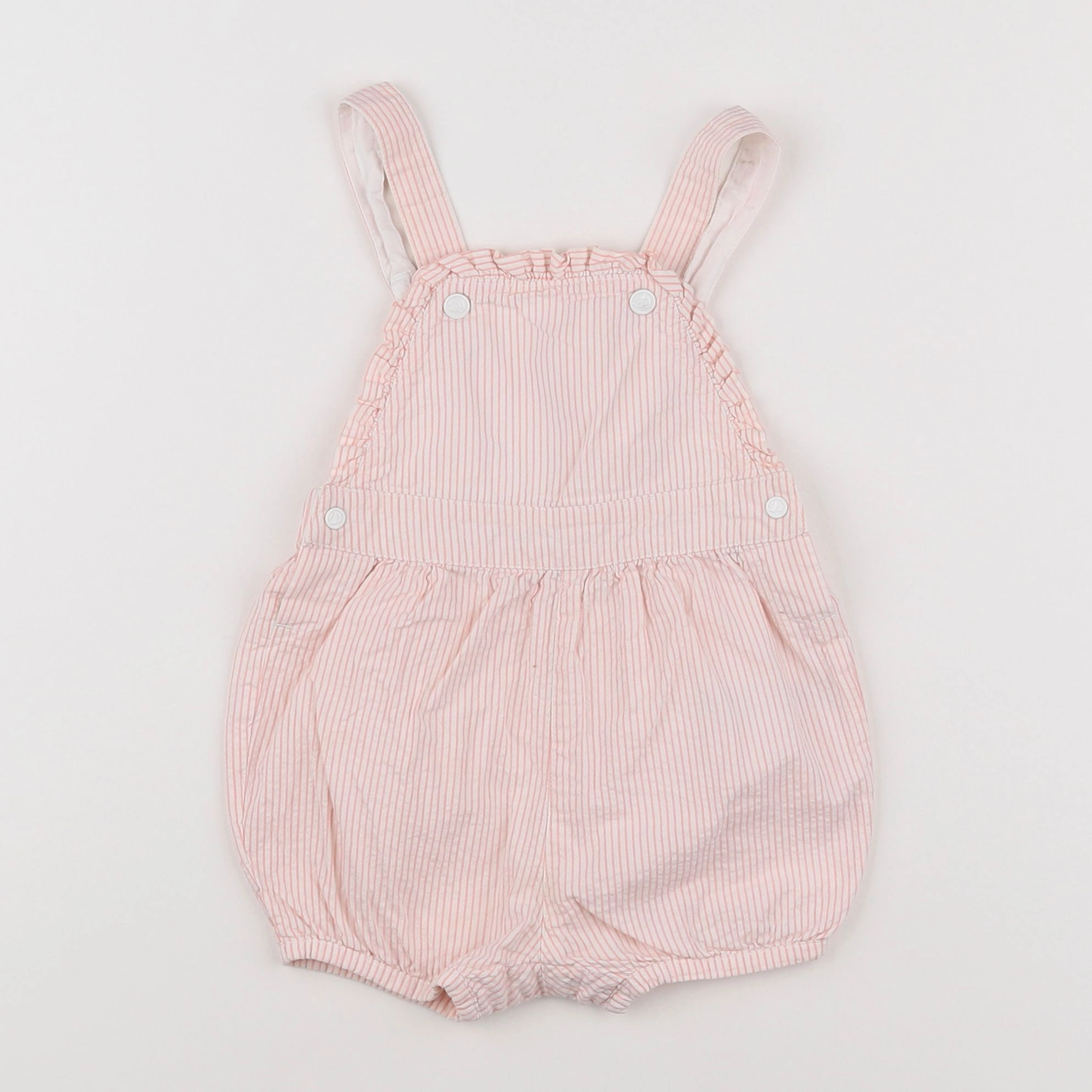 Petit Bateau - salopette blanc, rose - 12 mois