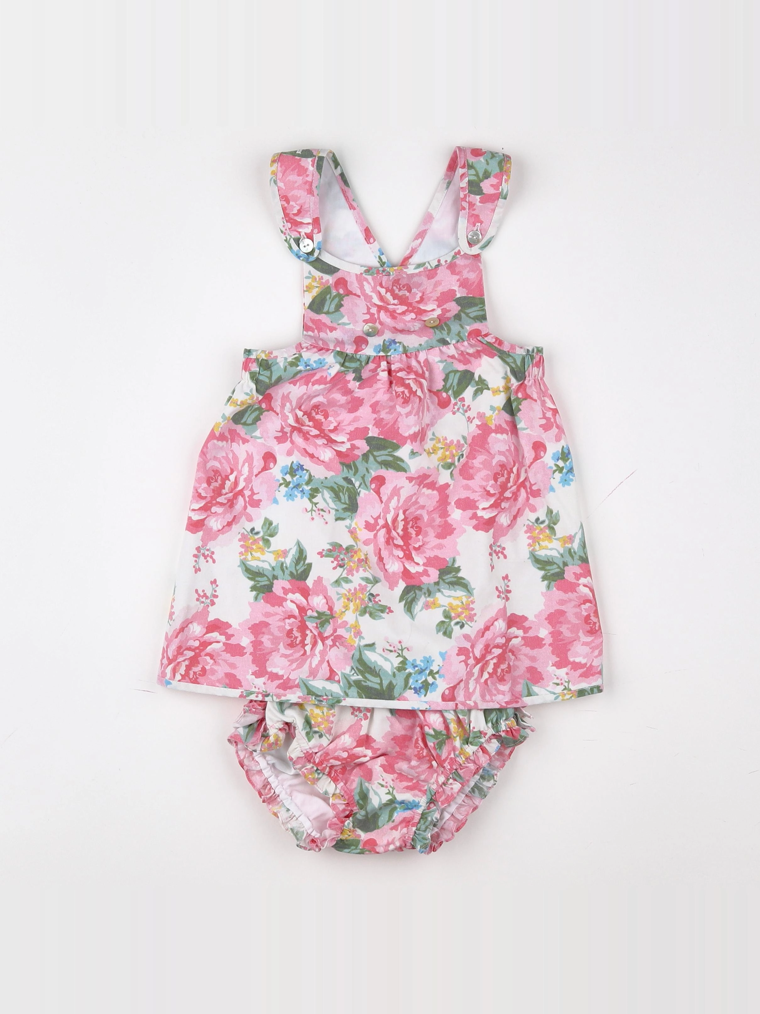 Neck & Neck - robe blanc, rose - 12 mois
