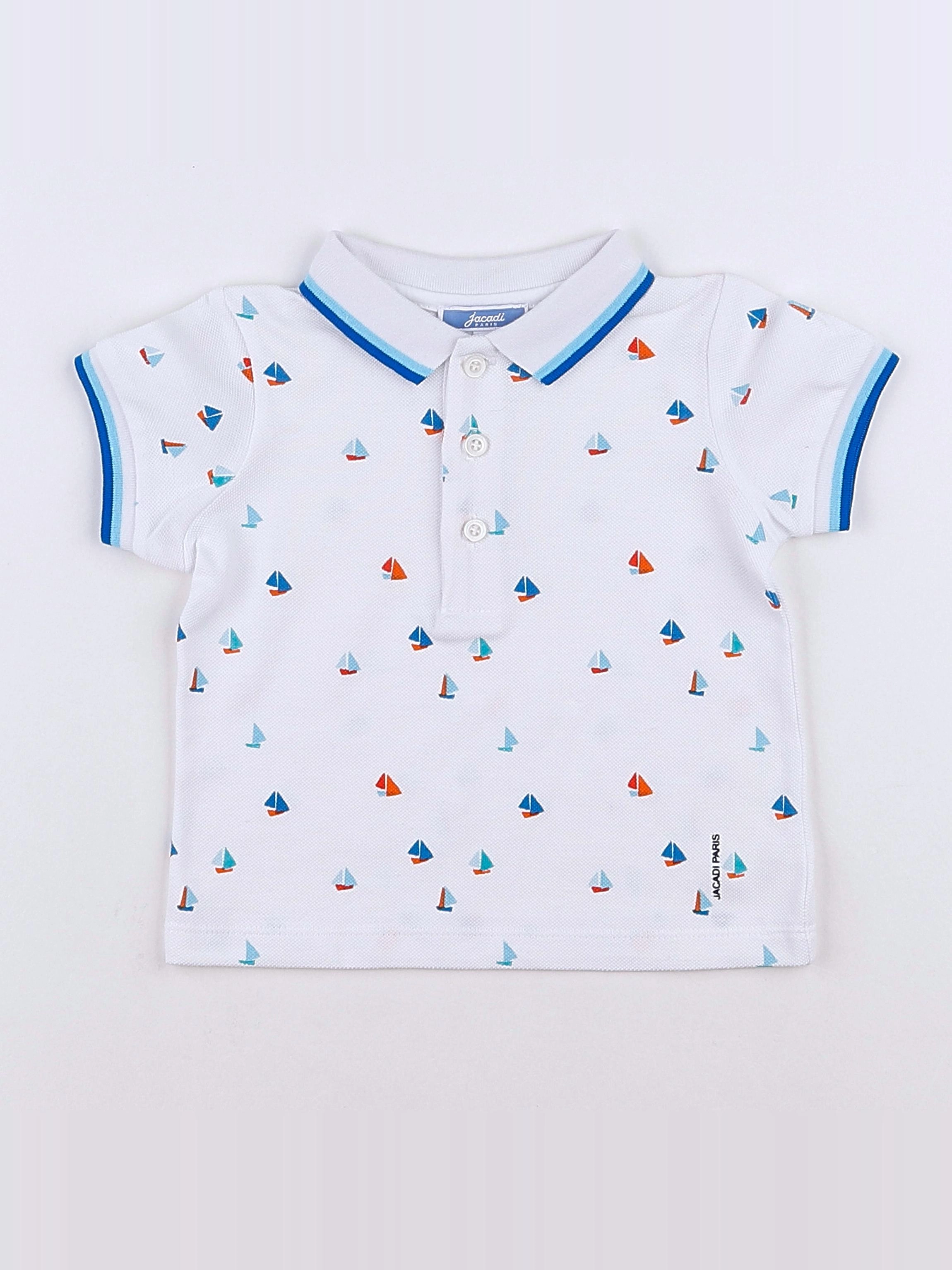 Jacadi - polo bleu, blanc - 12 mois