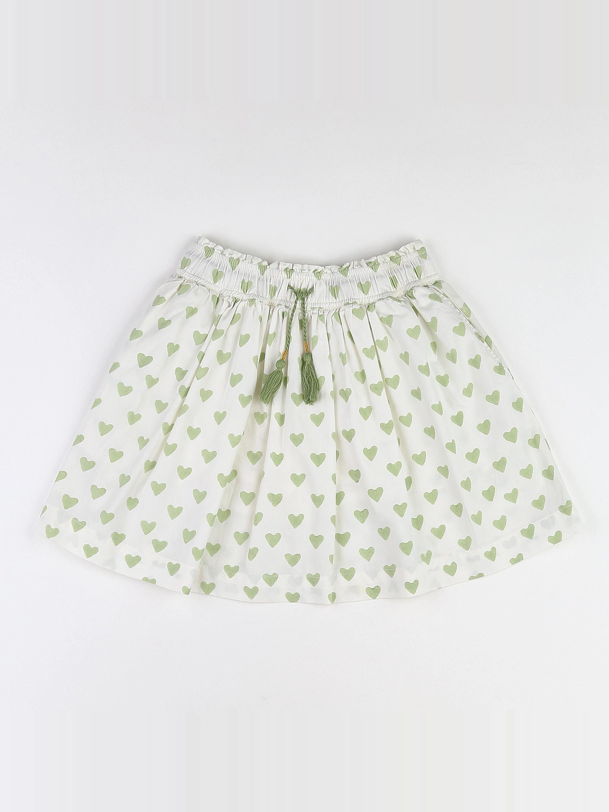 Holi & Love - jupe short blanc, vert (neuf) - 10/11 ans
