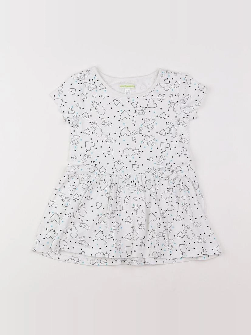 Vertbaudet - robe blanc, noir - 2 ans
