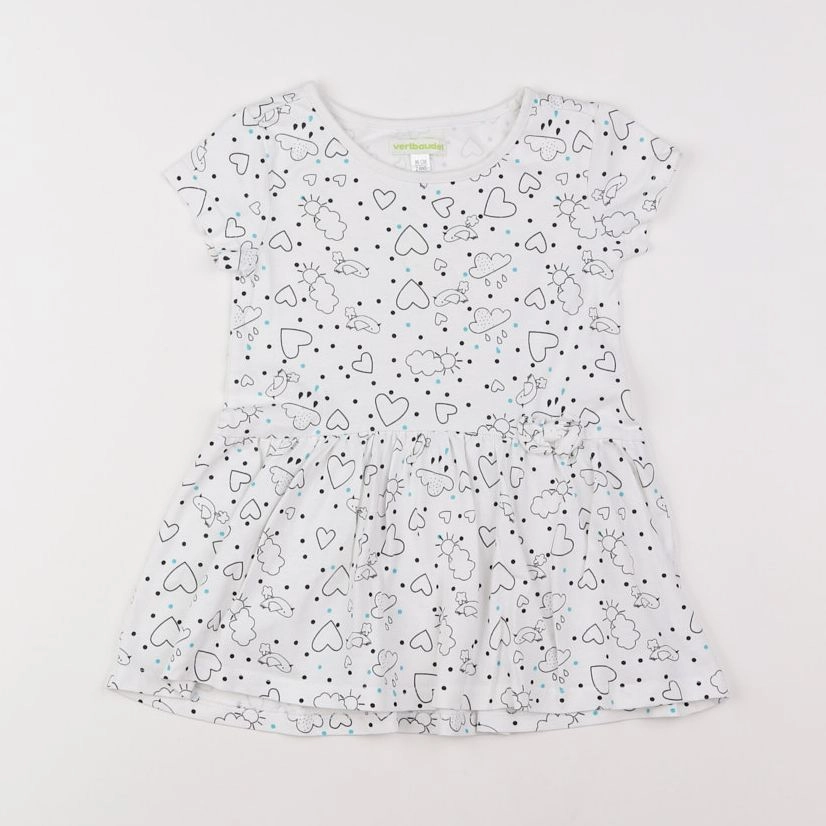 Vertbaudet - robe blanc, noir - 2 ans