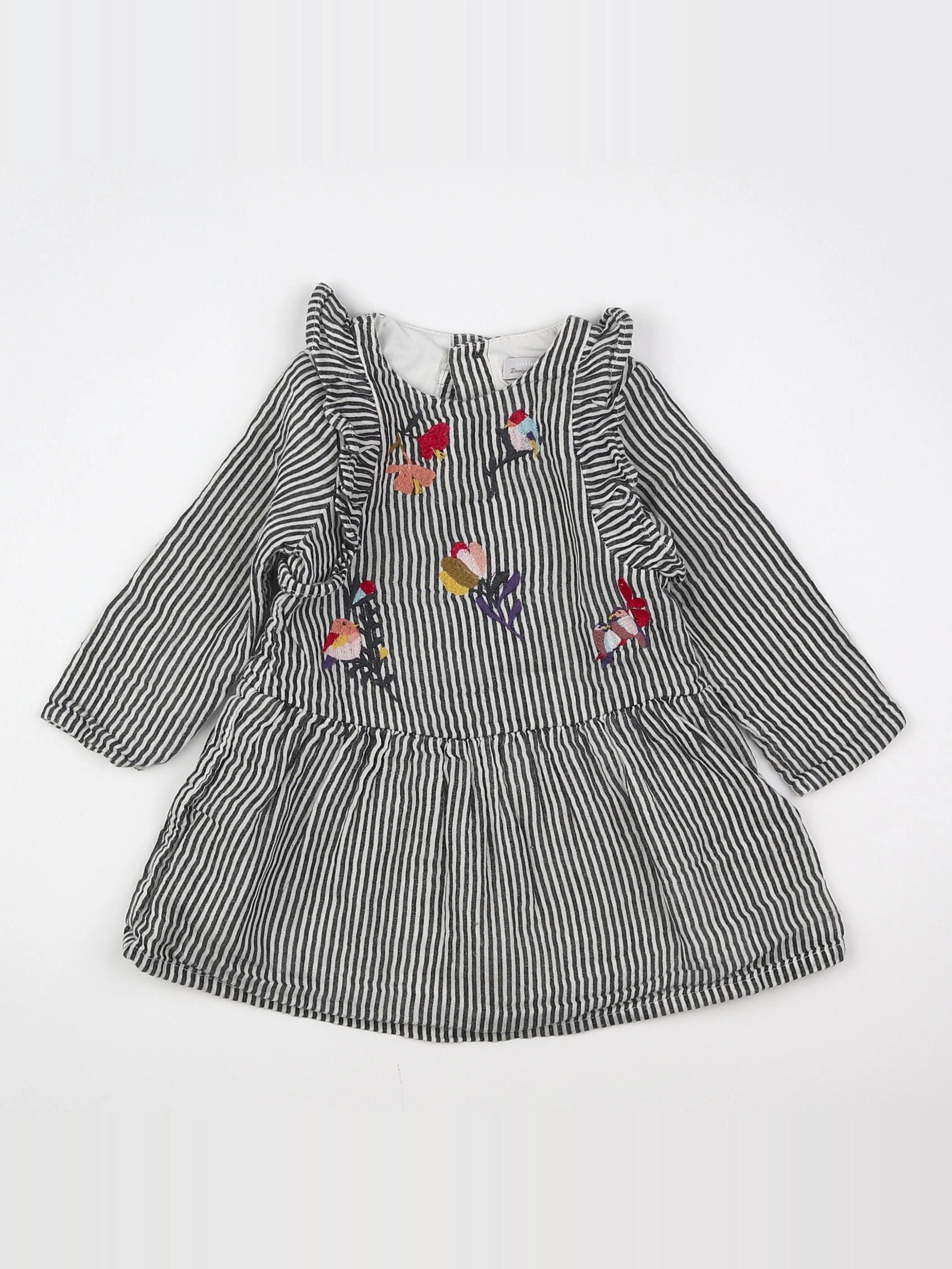 Catimini - robe blanc, noir - 12 mois