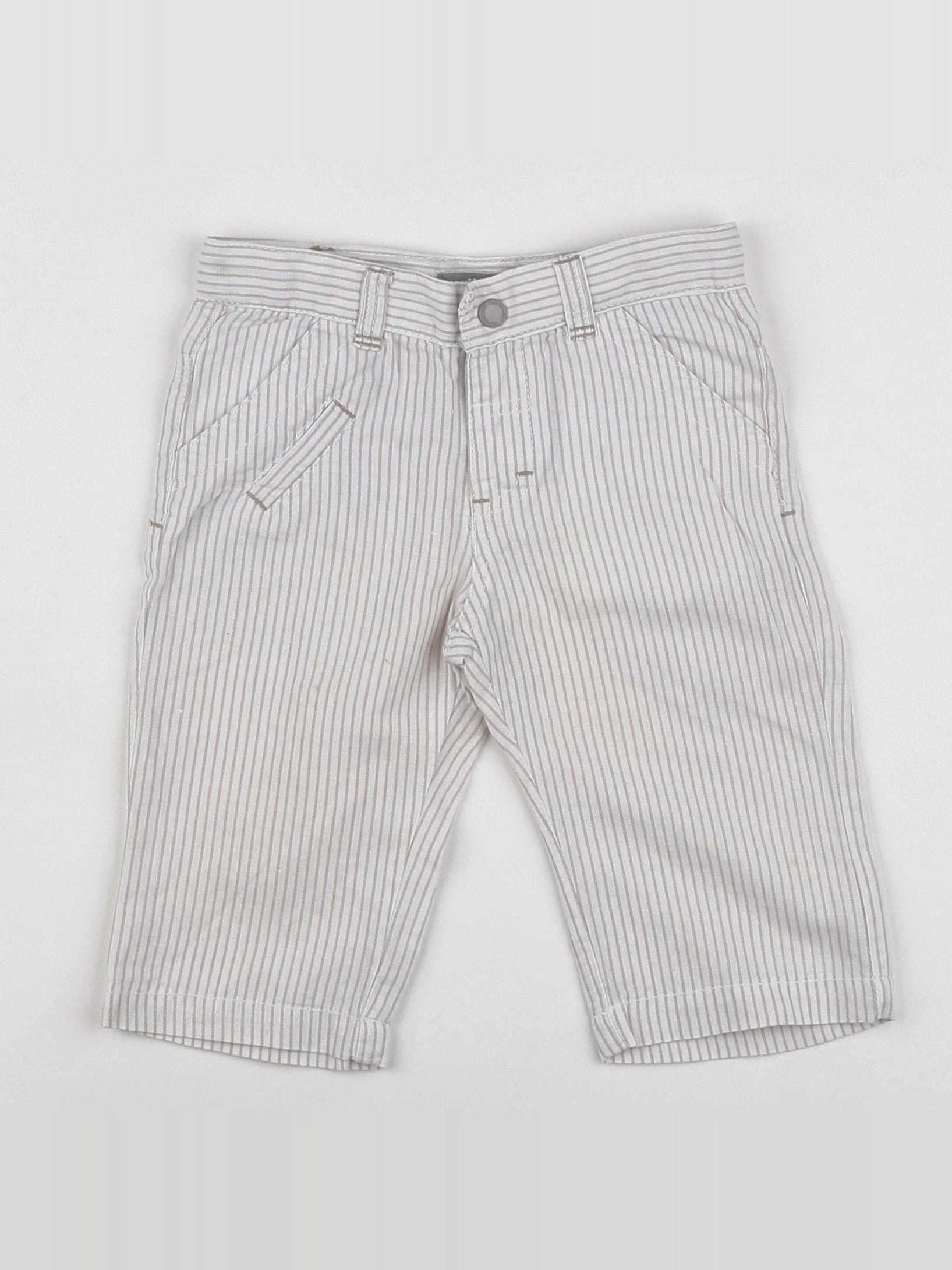 Vertbaudet - pantalon blanc, beige - 12 mois