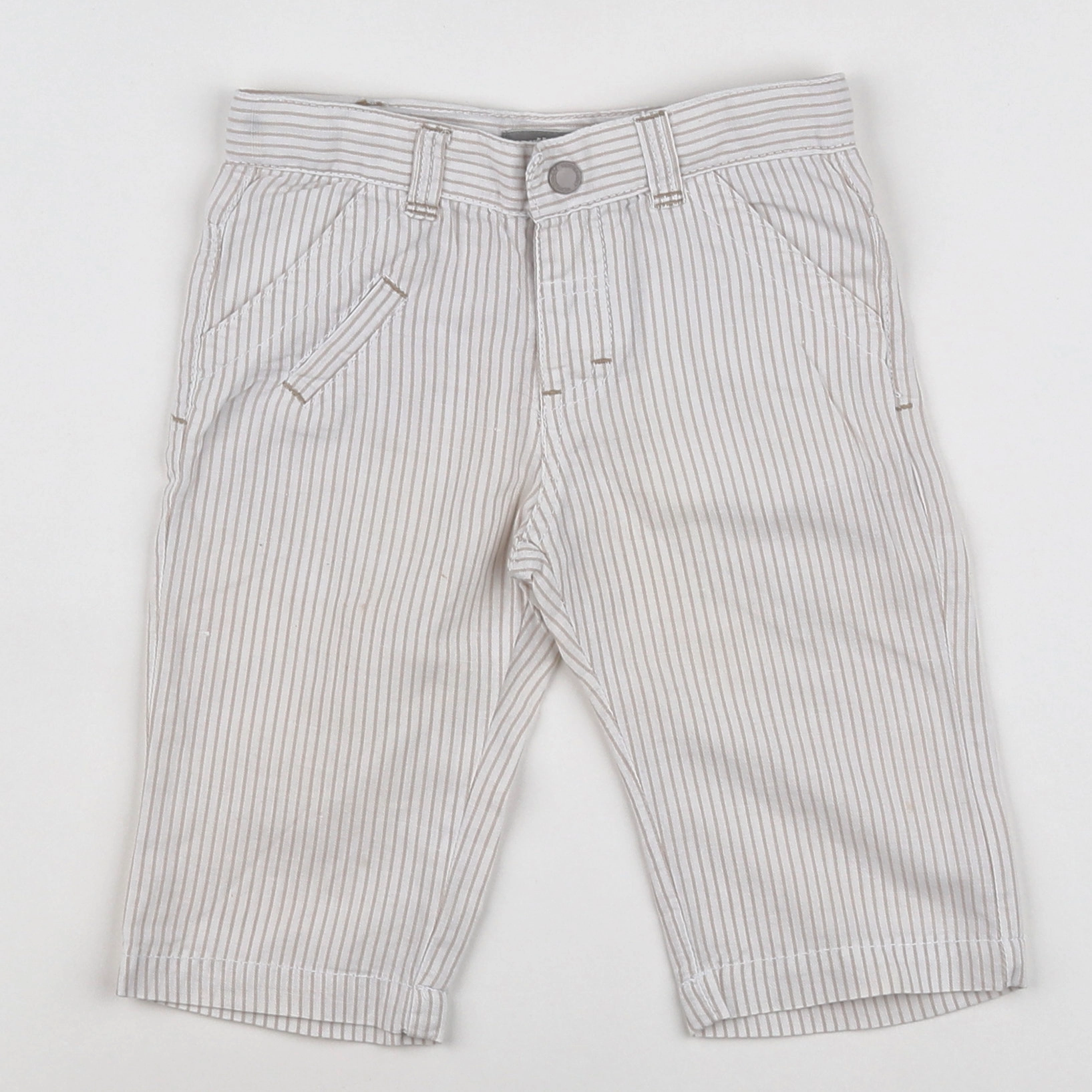 Vertbaudet - pantalon blanc, beige - 12 mois