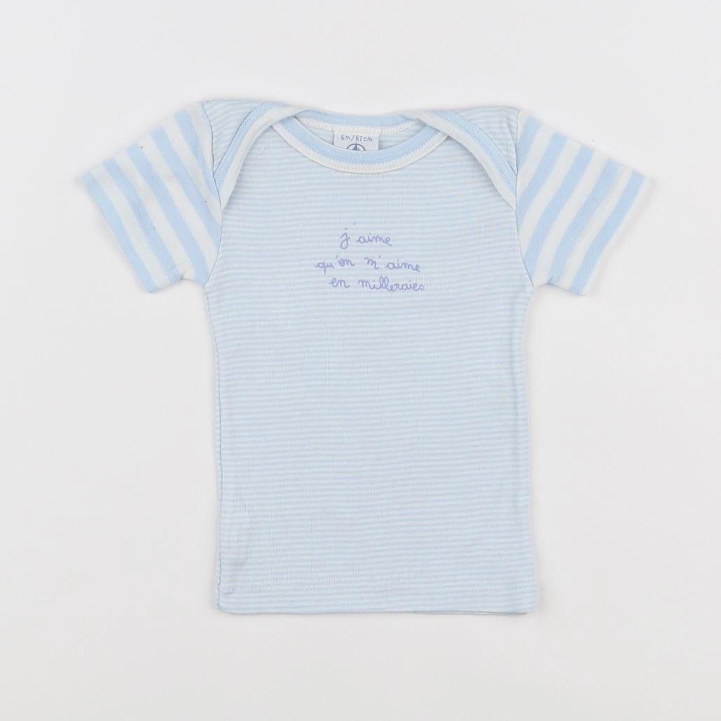 Petit Bateau - maillot de corps bleu - 6 mois