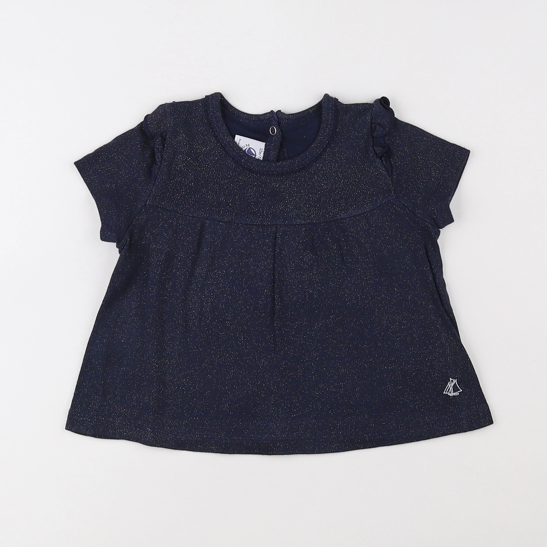 Petit Bateau - tee-shirt bleu, or - 12 mois