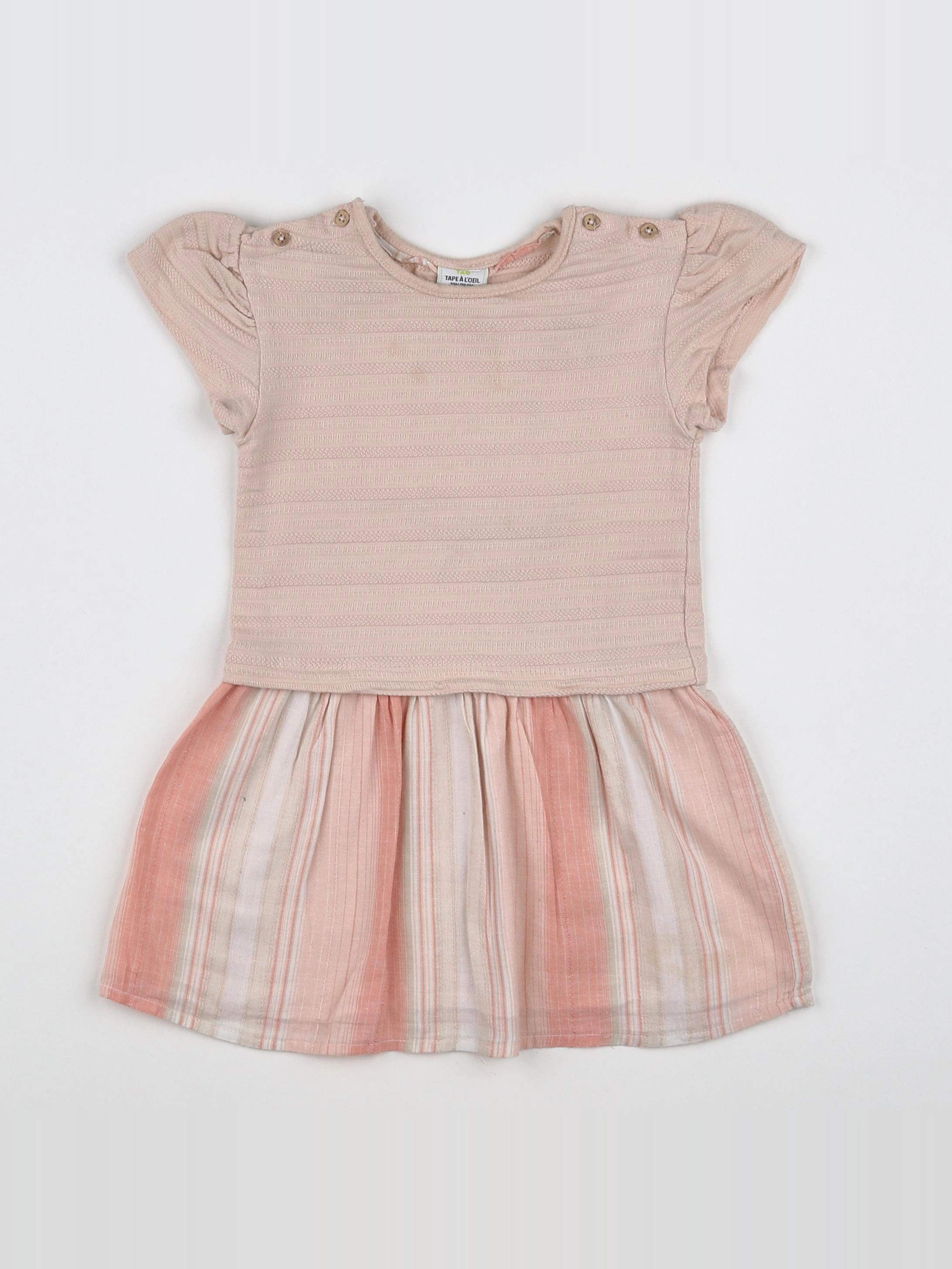Tape à l'oeil - robe beige, rose - 2 ans