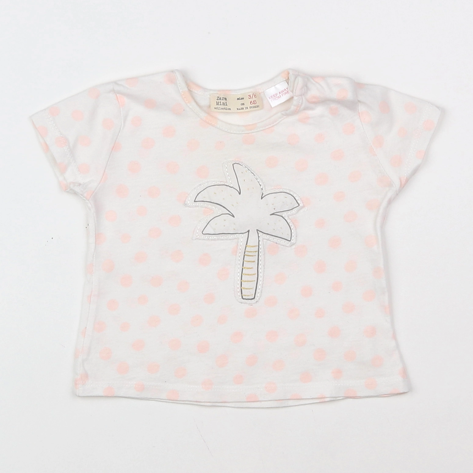 Zara - tee-shirt beige, rose - 6 mois