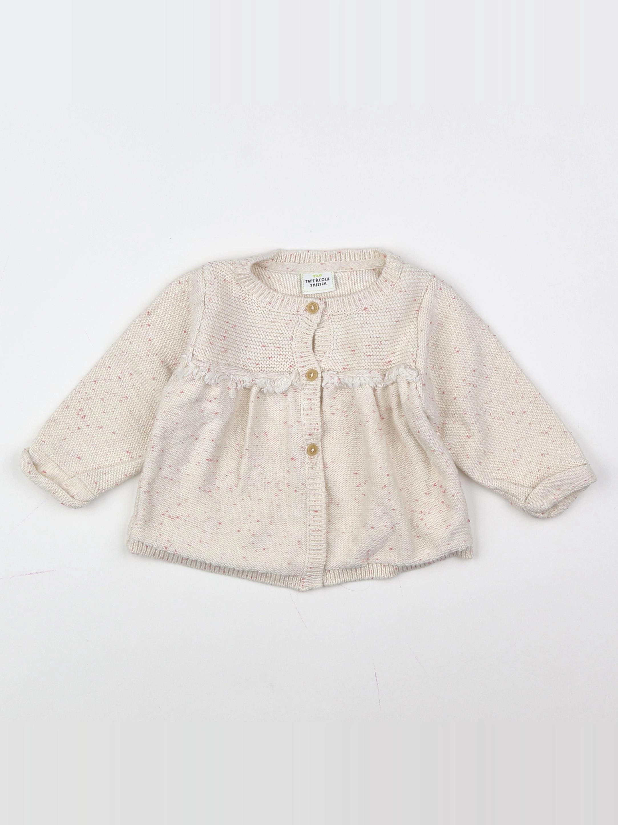 Tape à l'oeil - gilet blanc, rose - 3 mois