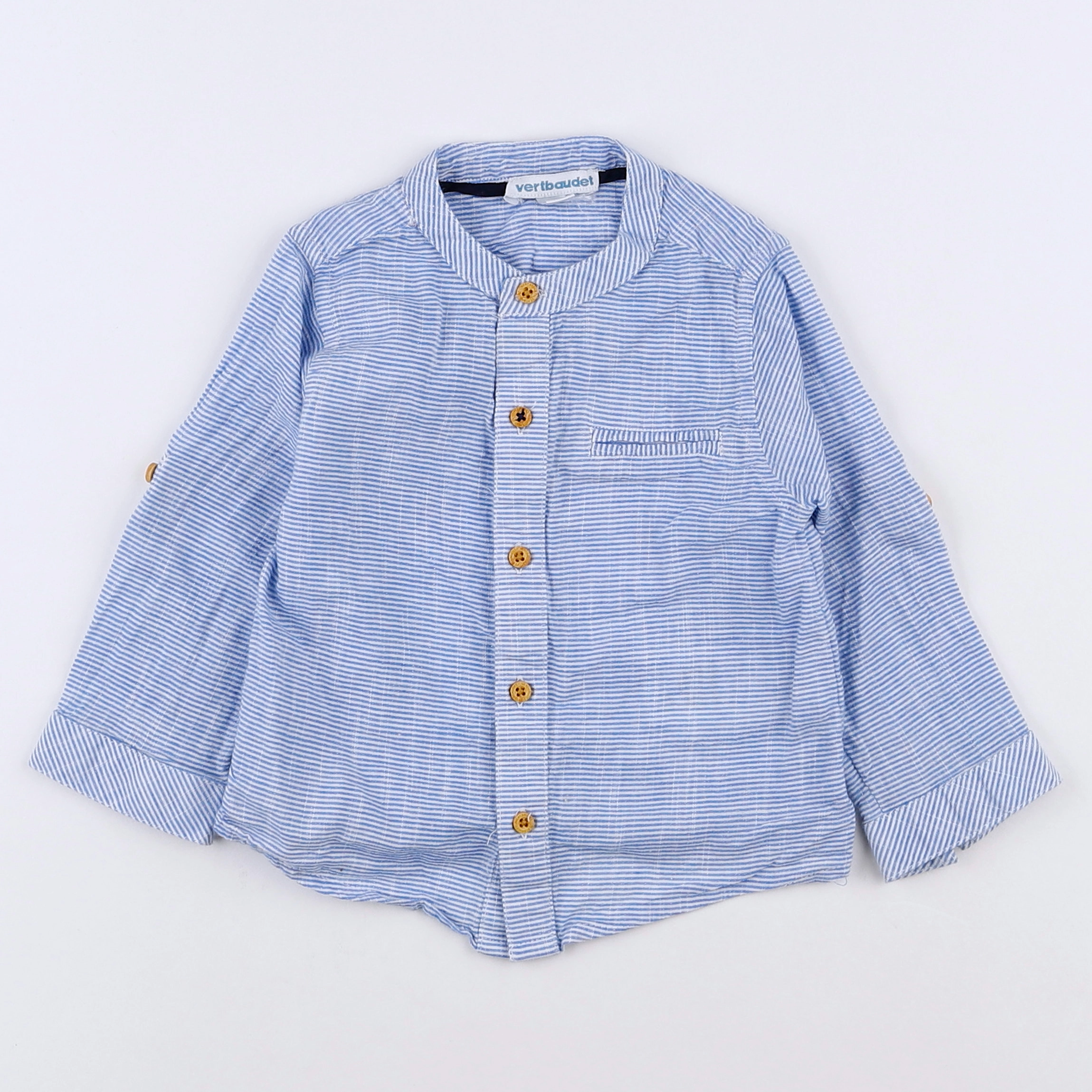 Vertbaudet - chemise bleu - 12 mois