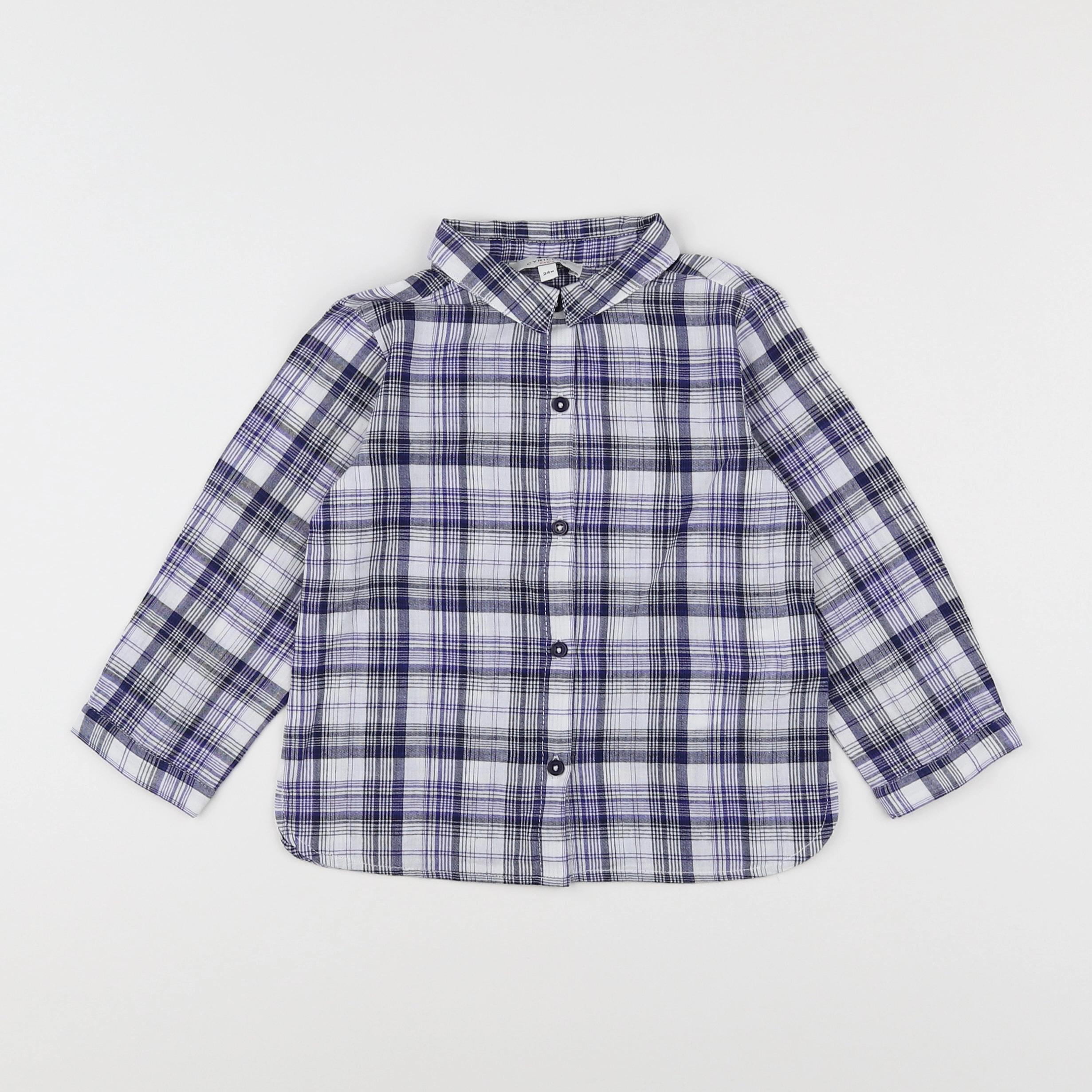 Cyrillus - chemise bleu, blanc - 2 ans
