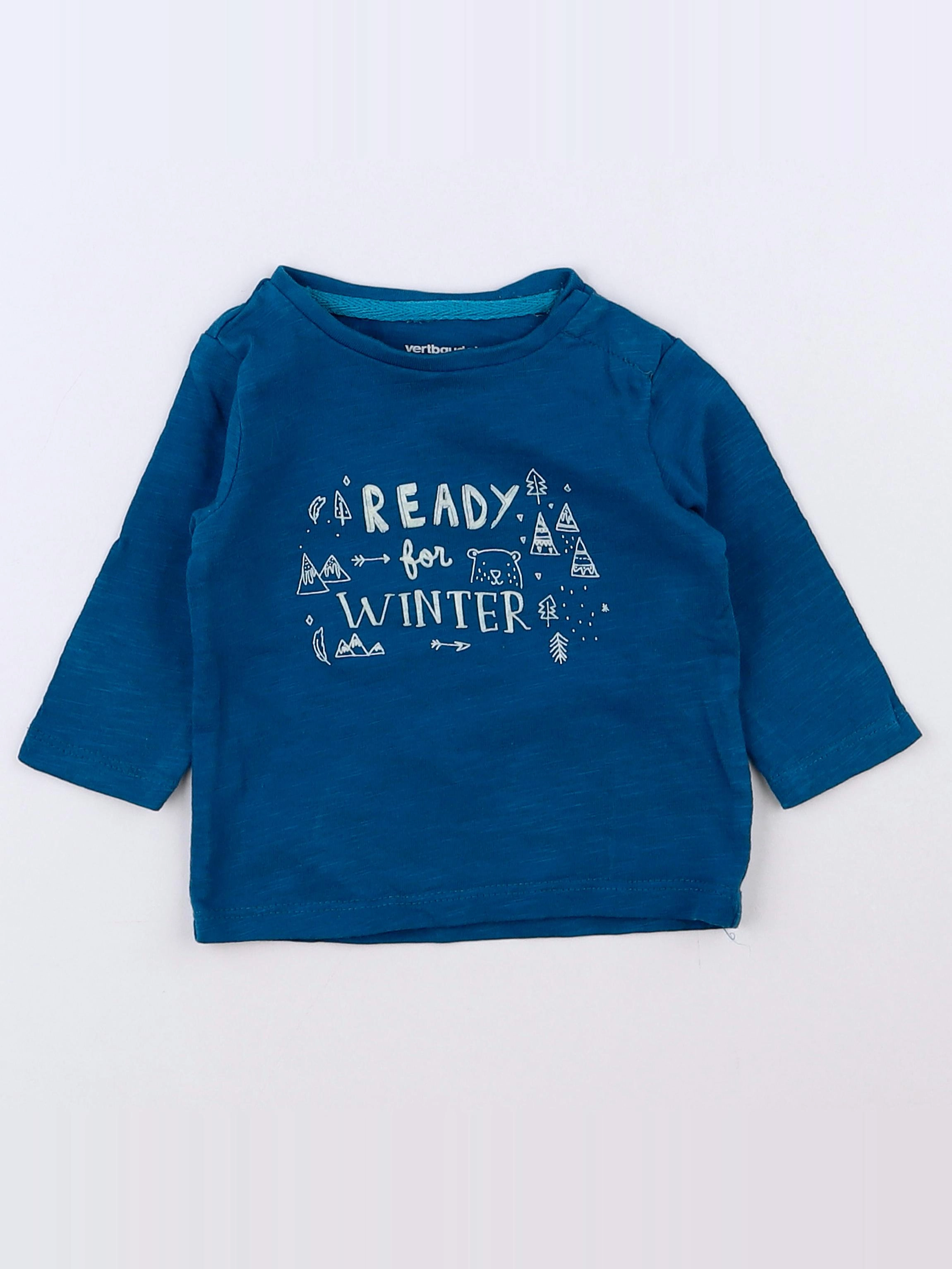 Vertbaudet - tee-shirt bleu - 3 mois