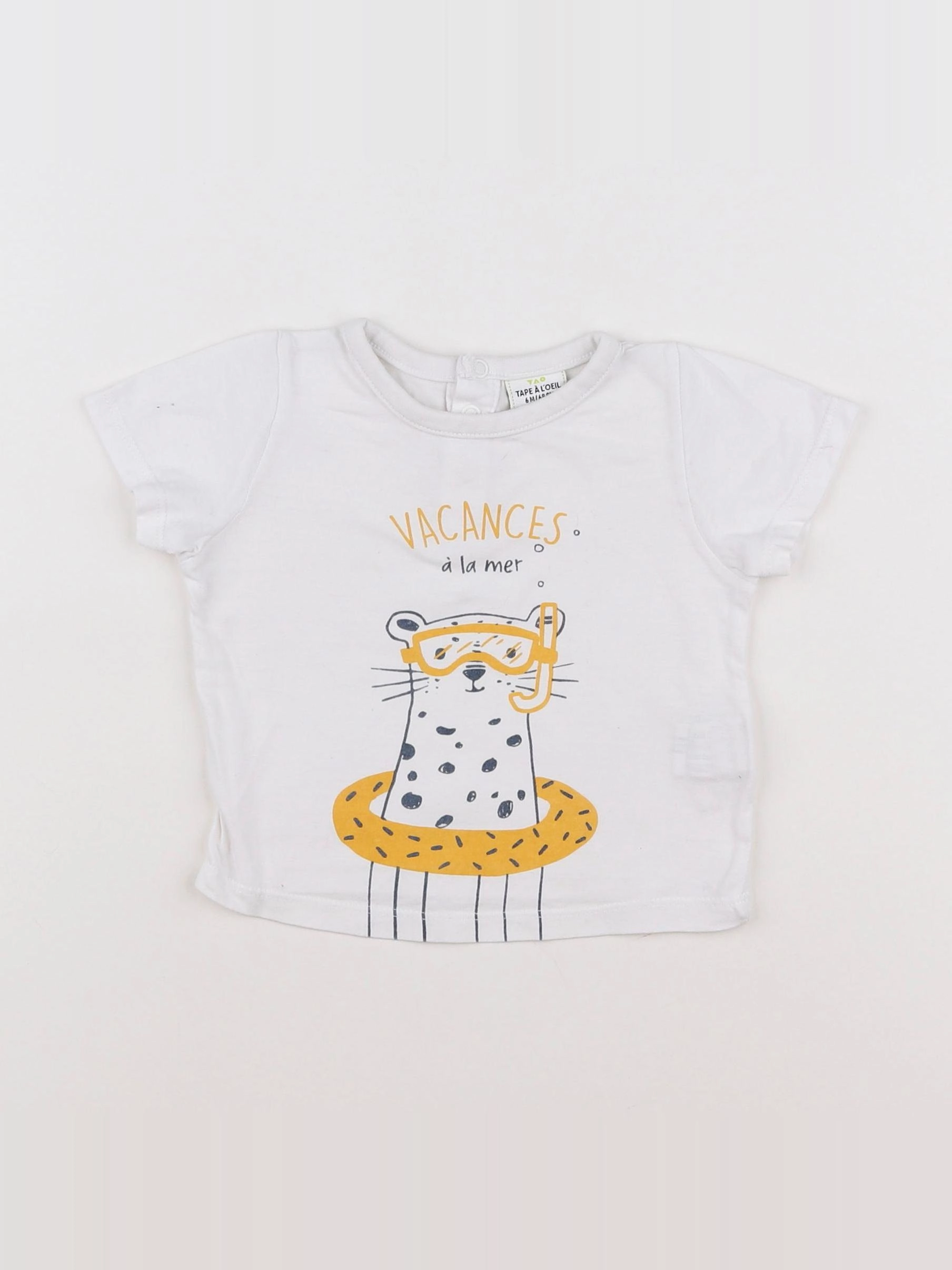 Tape à l'oeil - tee-shirt blanc, jaune - 6 mois